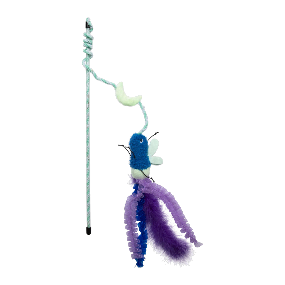 Quirky Kitty Firefly Wand glowing cat wand toy with plush firefly and purple feathers