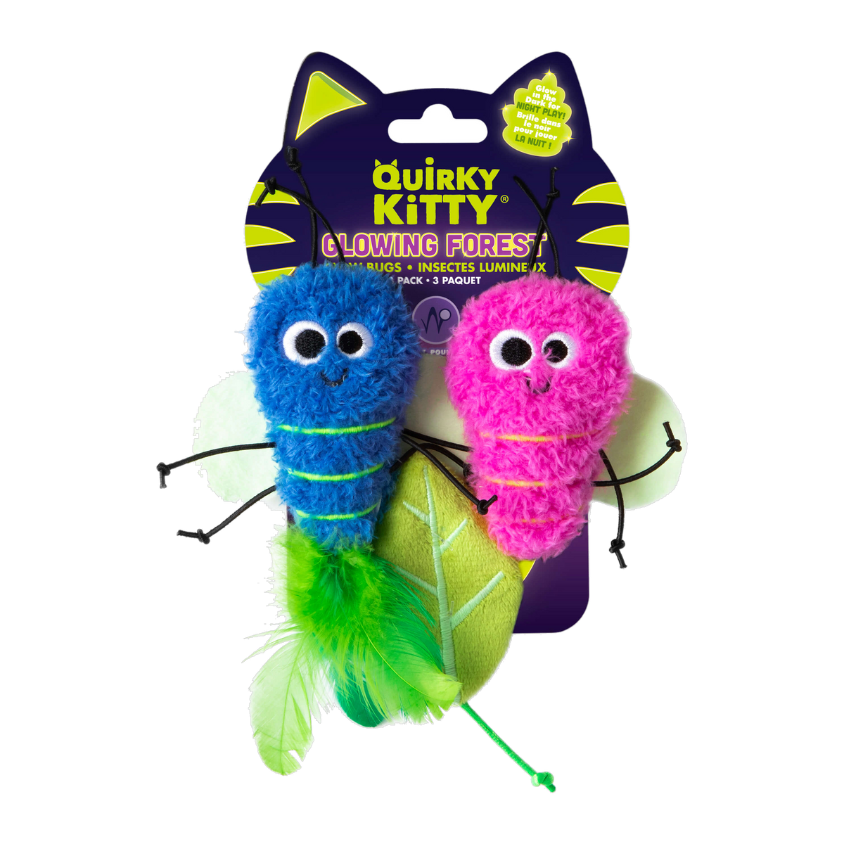 Quirky Kitty Glow Bugs 3 Pack retail packaging front view
