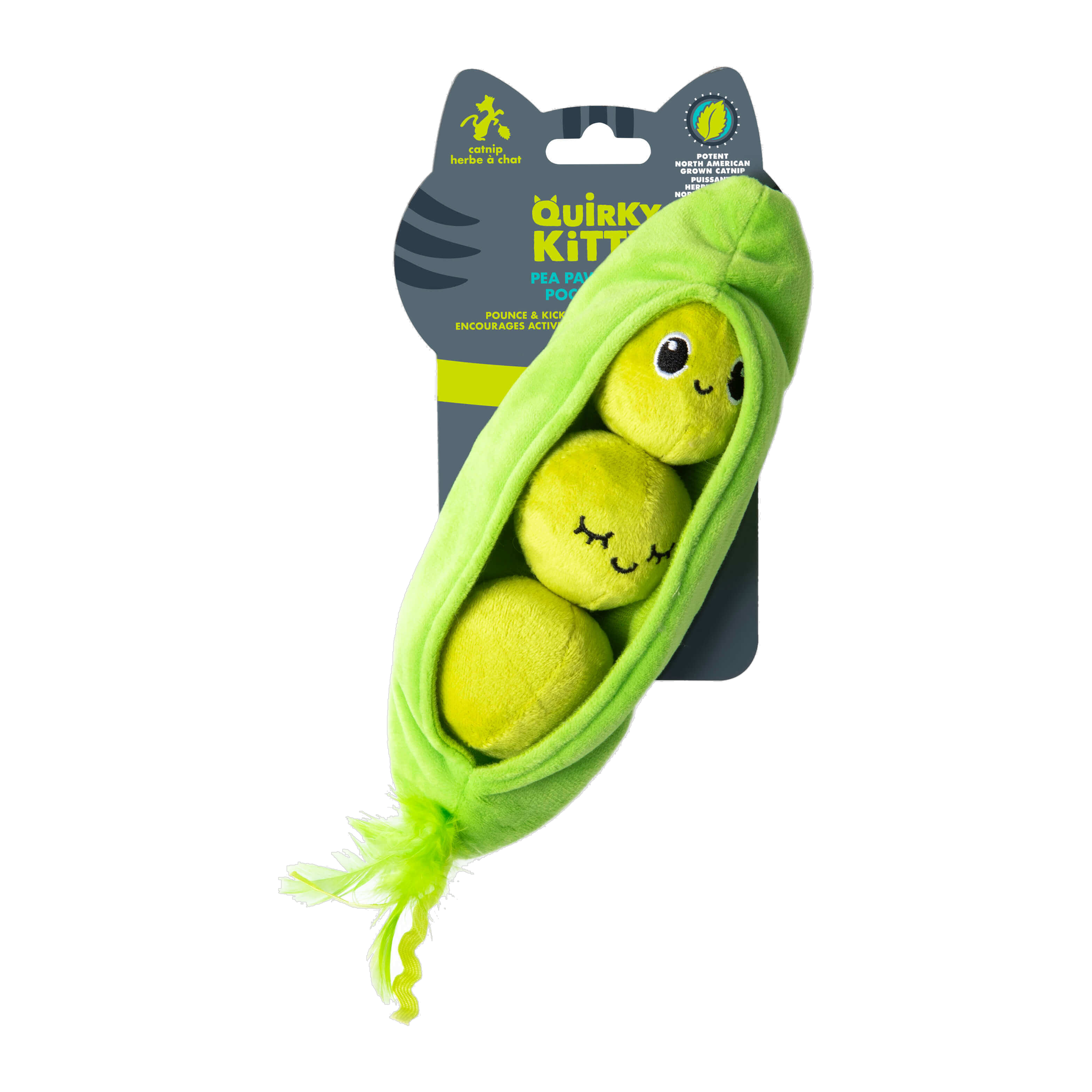 Quirky Kitty Pea Pawd Kicker catnip kicker cat toy retail packaging front view
