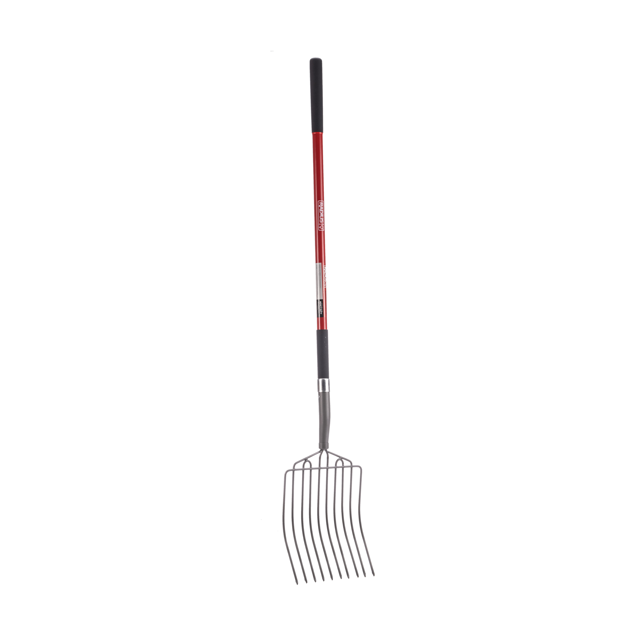 Radius Garden 10-tine manure fork shown at an angle