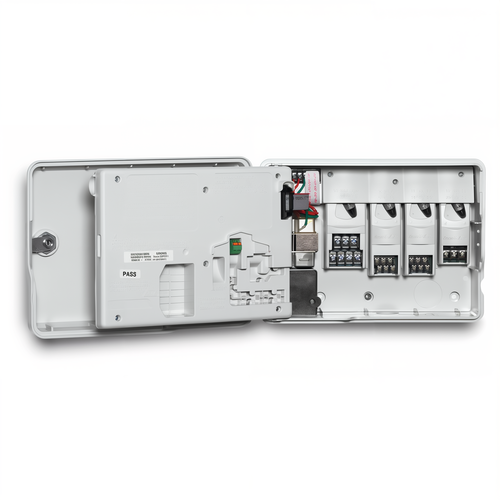 Rain Bird ESPSM3 expansion module installed in an ESP-ME3 controller showing the slot-in modular bays