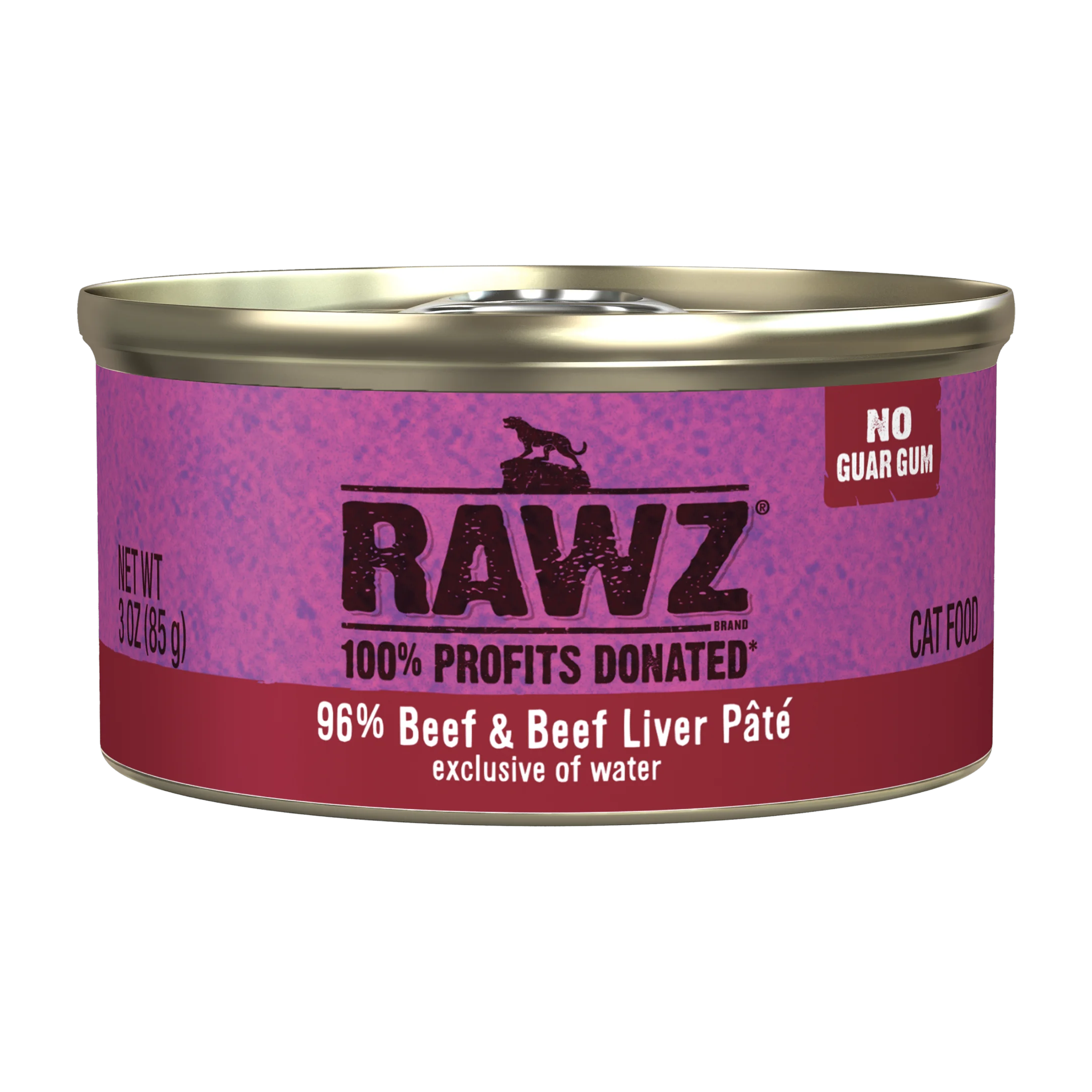 RAWZ 96% Beef & Beef Liver Pate wet cat food 3 oz can