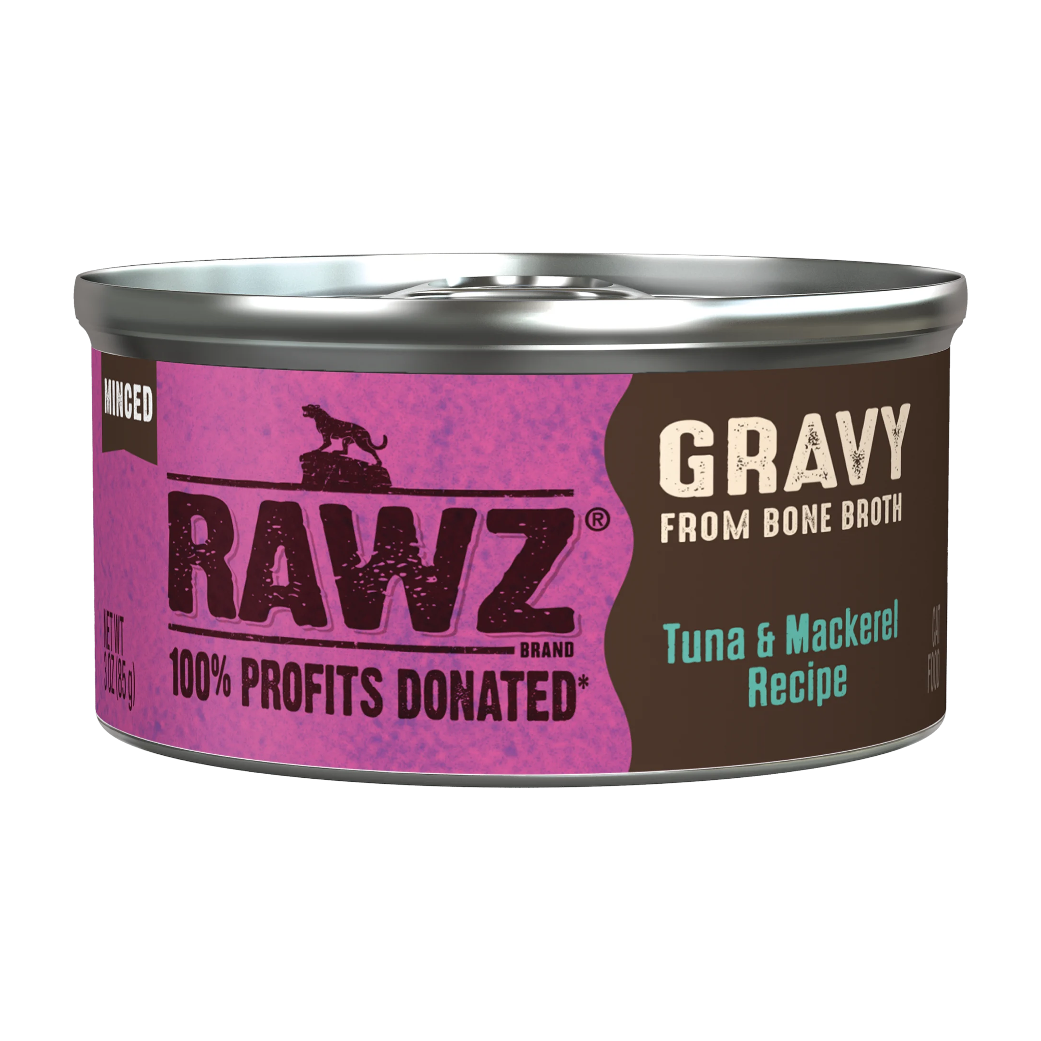 RAWZ Gravy Tuna & Mackerel Recipe minced wet cat food 3 oz can