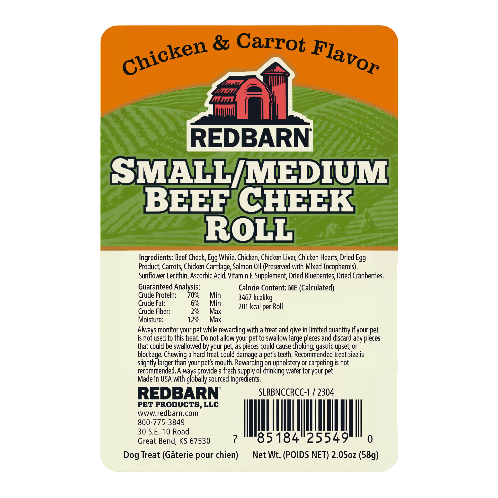Redbarn Glazed Beef Cheek Roll Chicken & Carrot Flavor package back
