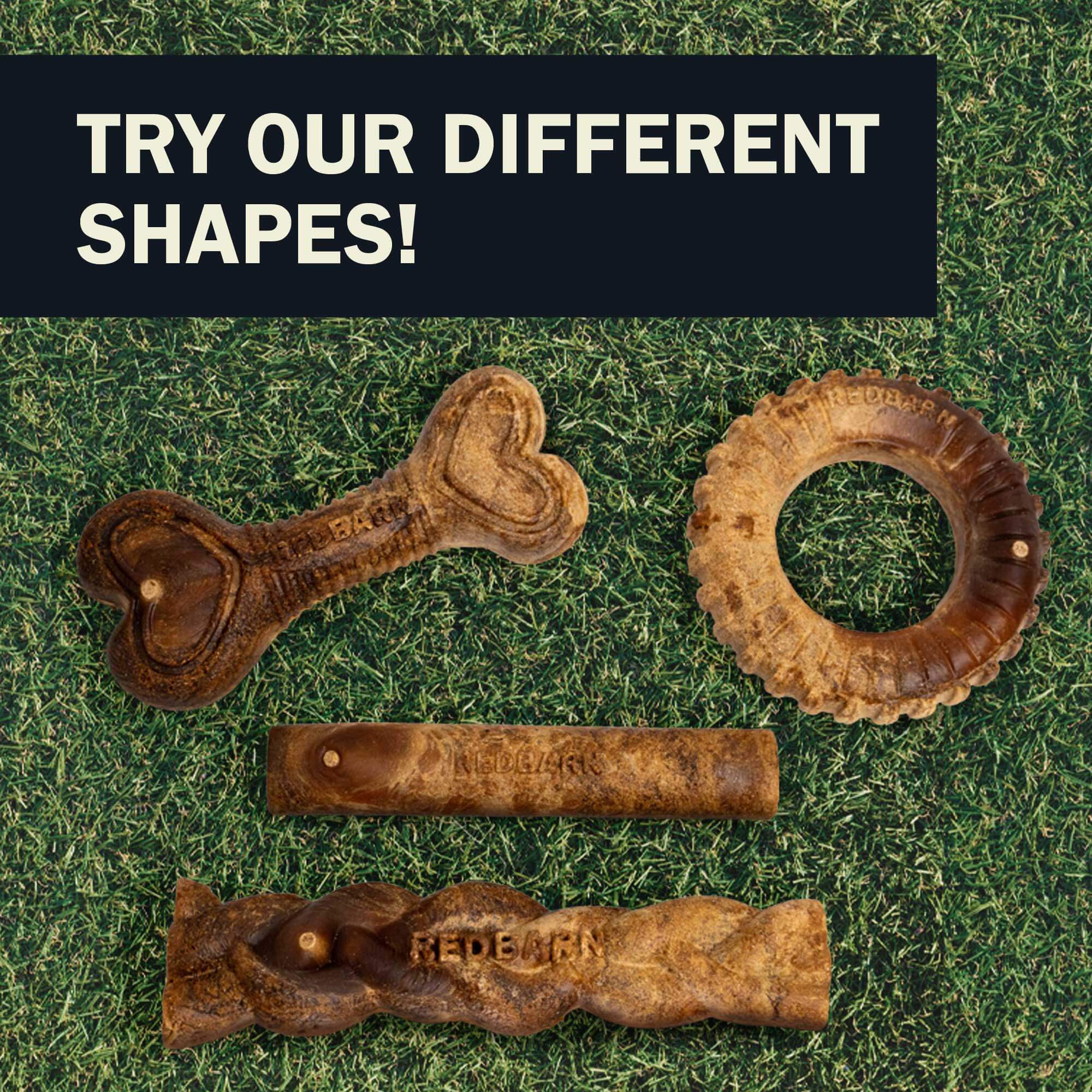 Redbarn Dur-A-Bulls Bone Hickory BBQ Flavor shape variety