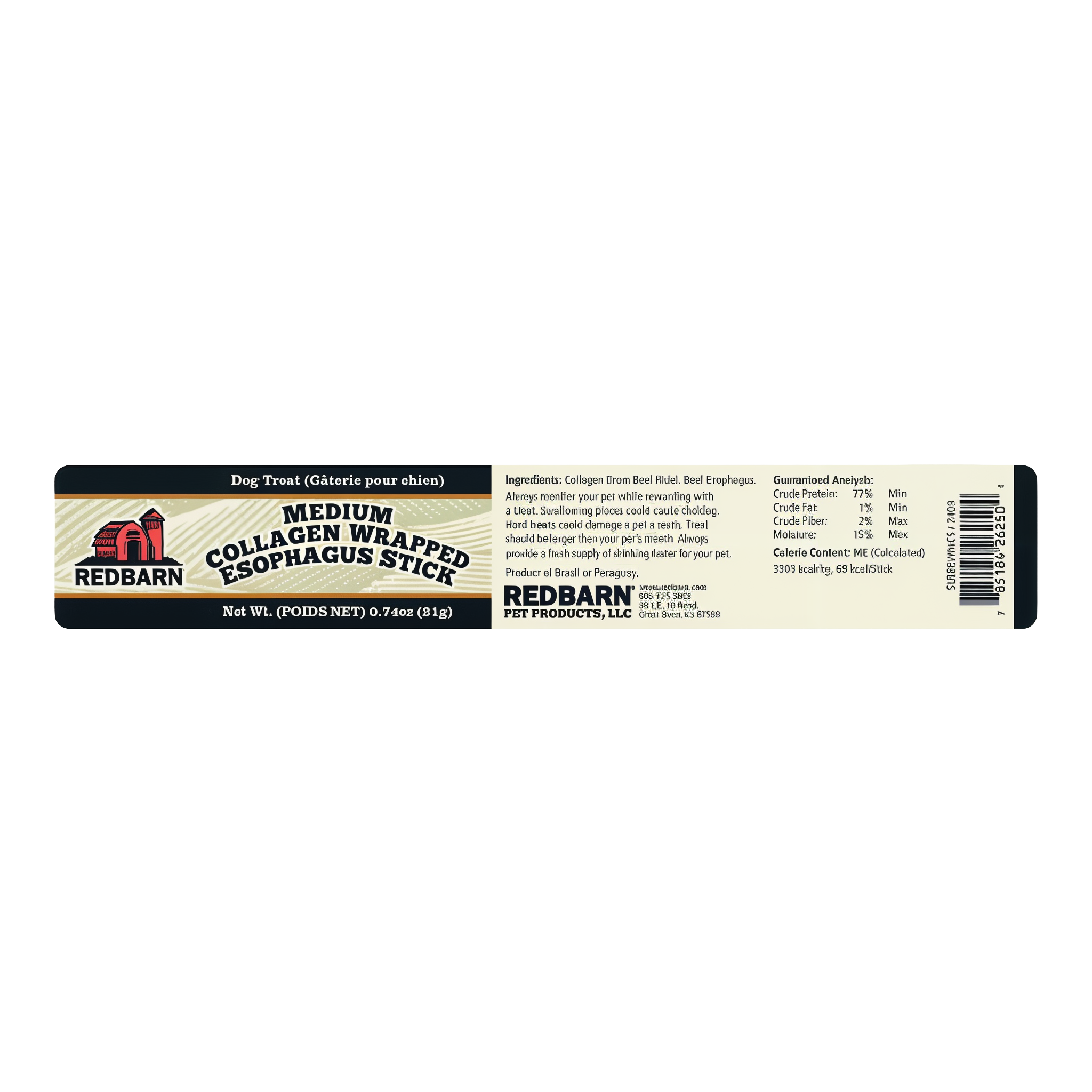 Redbarn Collagen Wrapped Esophagus Stick package back