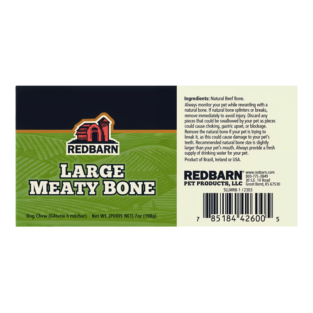 Redbarn Meaty Bone -- redbarn large meaty bone - ingredients and safety warning label