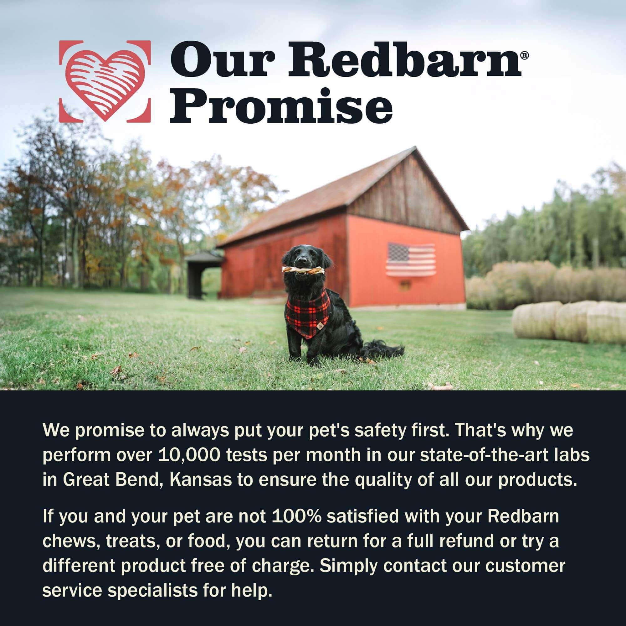 Redbarn Filled Bone Beef Flavor Redbarn brand promise panel