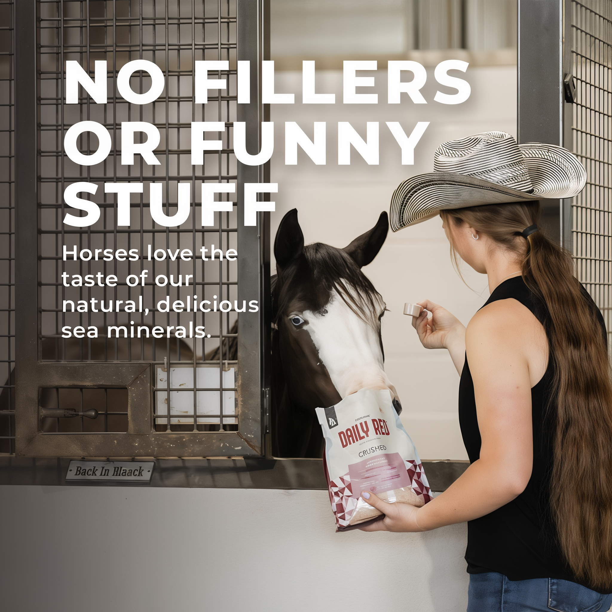 No fillers or funny stuff — horses love the taste of natural sea minerals