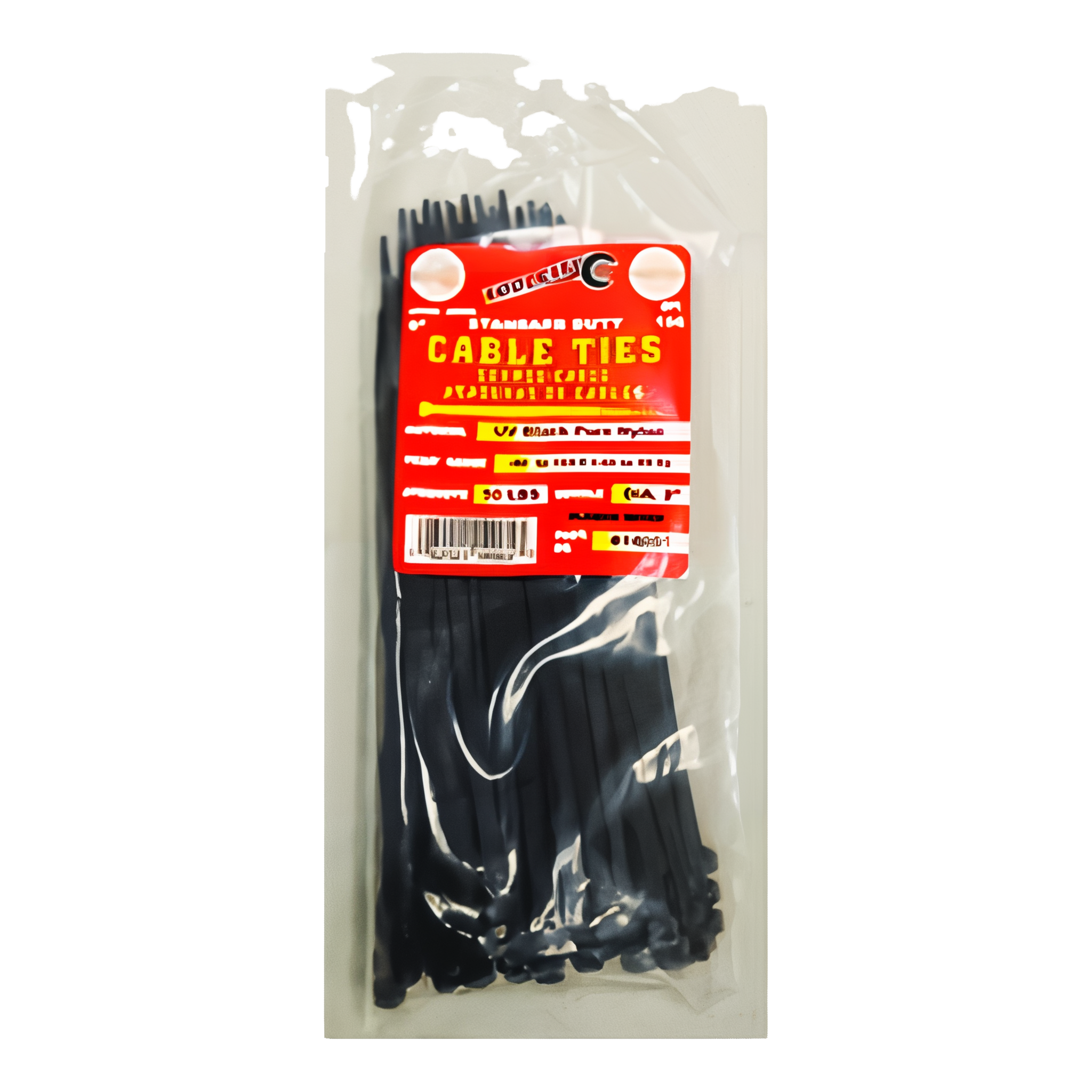 Tool City 8 inch black cable tie for landscape and construction.