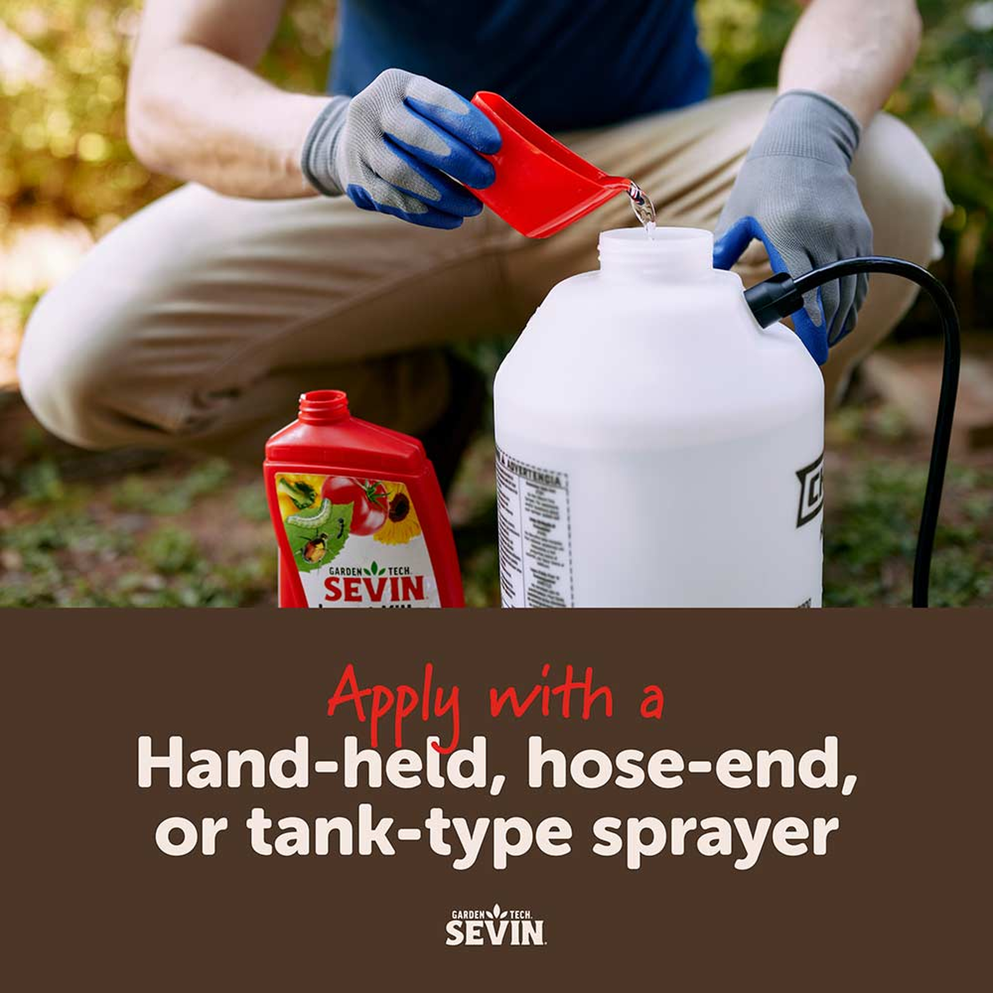 Apply with a hand-held, hose-end or tank-type sprayer
