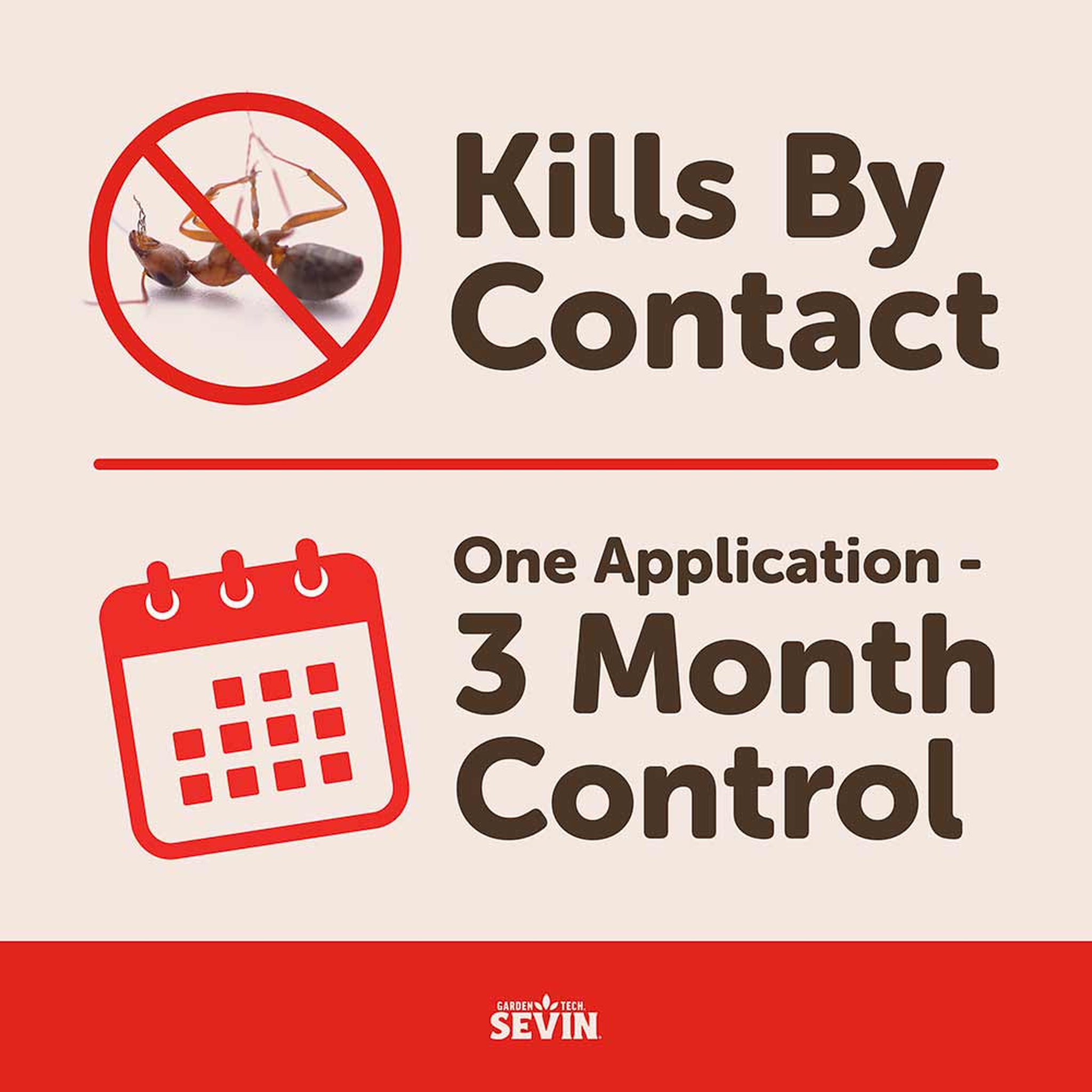 Kills by contact with one application for 3 months of control