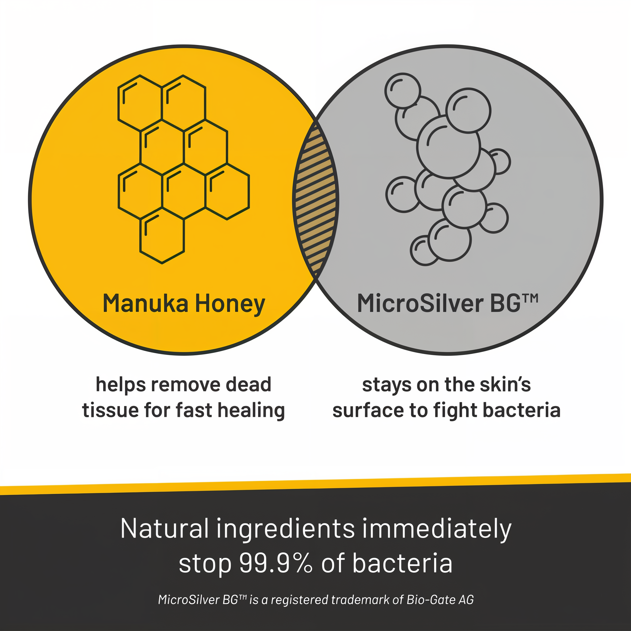 Silver Honey rapid skin relief medicated shampoo, Manuka Honey and MicroSilver BG stop 99.9 percent of bacteria