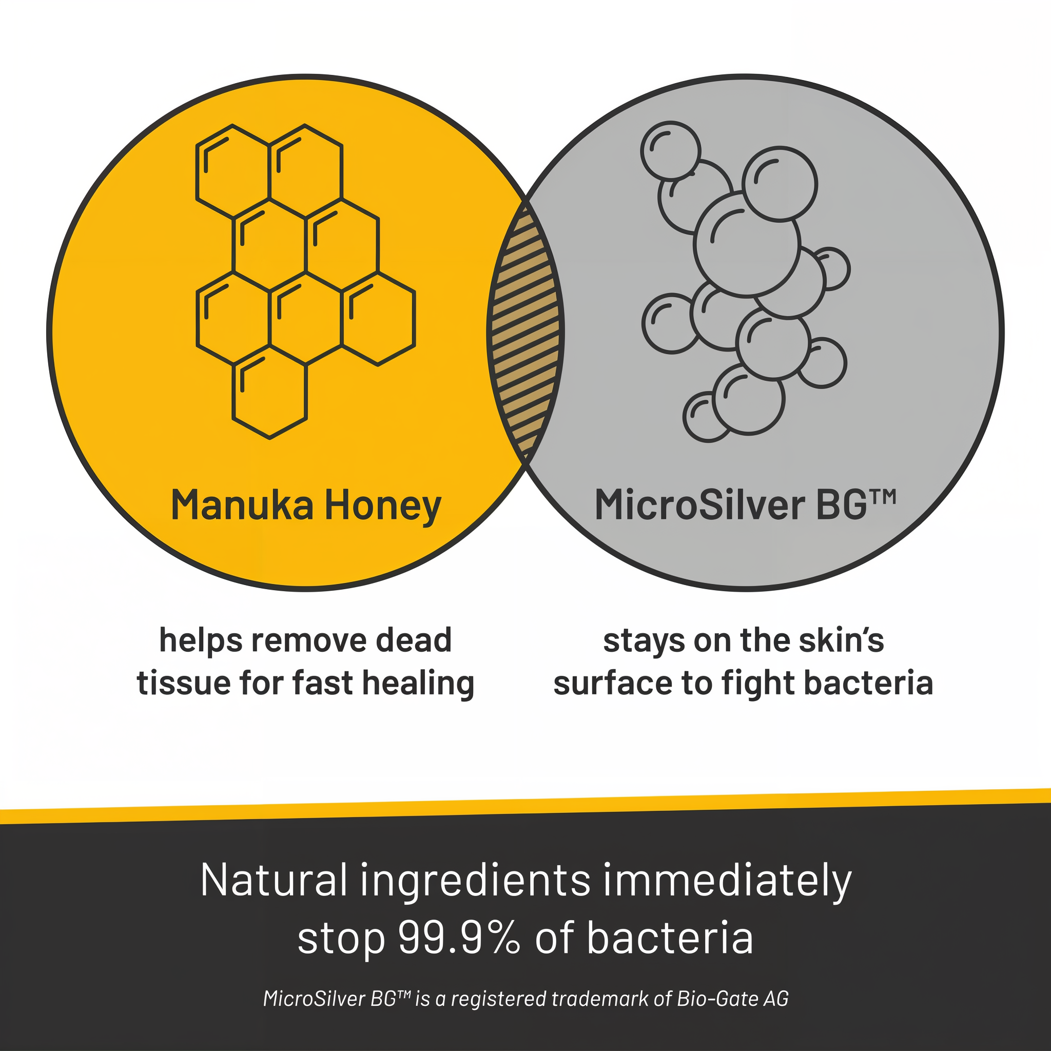 Silver Honey rapid wound repair ointment, Manuka Honey and MicroSilver BG heal wounds naturally