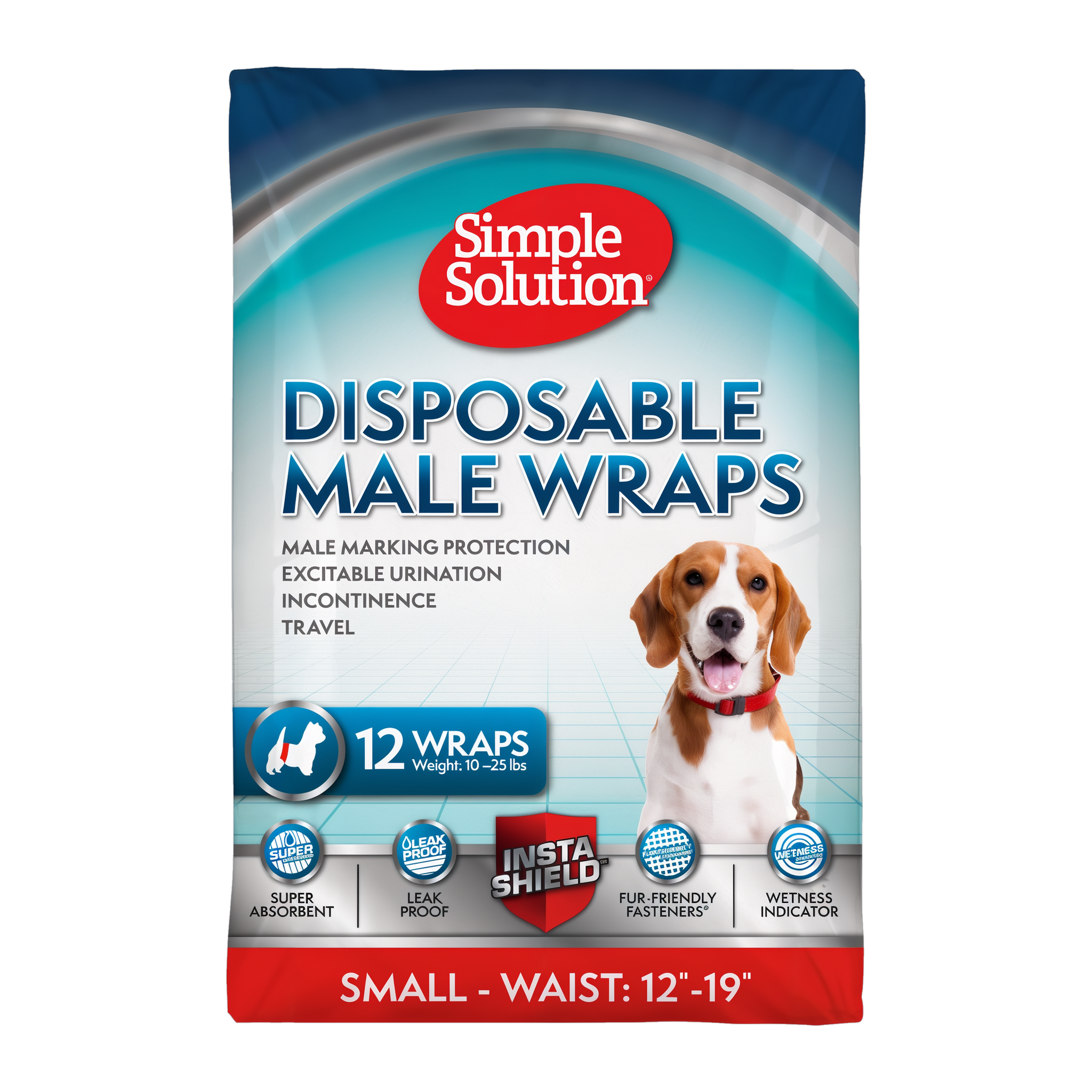 Simple Solution Disposable Male Dog Wraps Small 12 count bag, waist 12-19 in