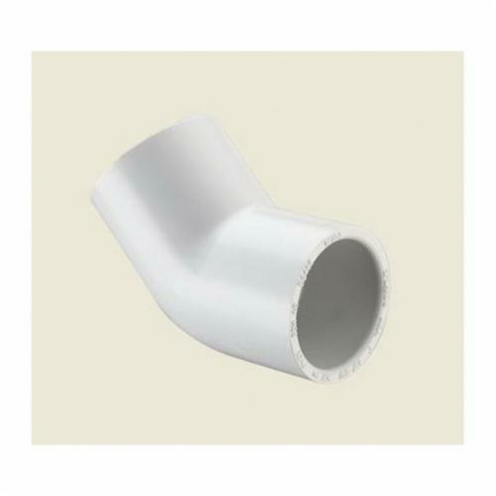 Spears 417 series PVC 45-degree elbow with two solvent-weld socket ends, white schedule 40 molded body