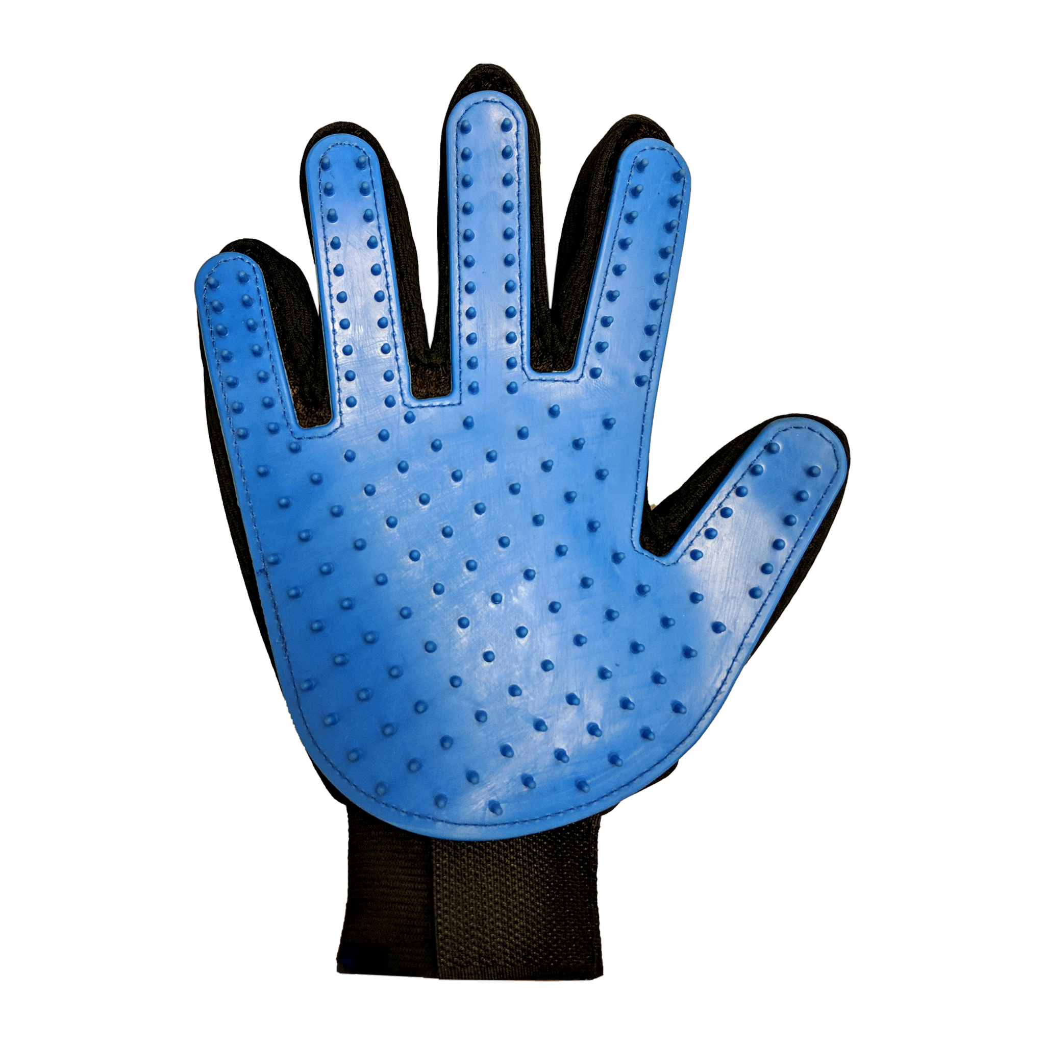 Spot Grooming Glove 9 inch with blue rubber grooming tips and adjustable wrist strap