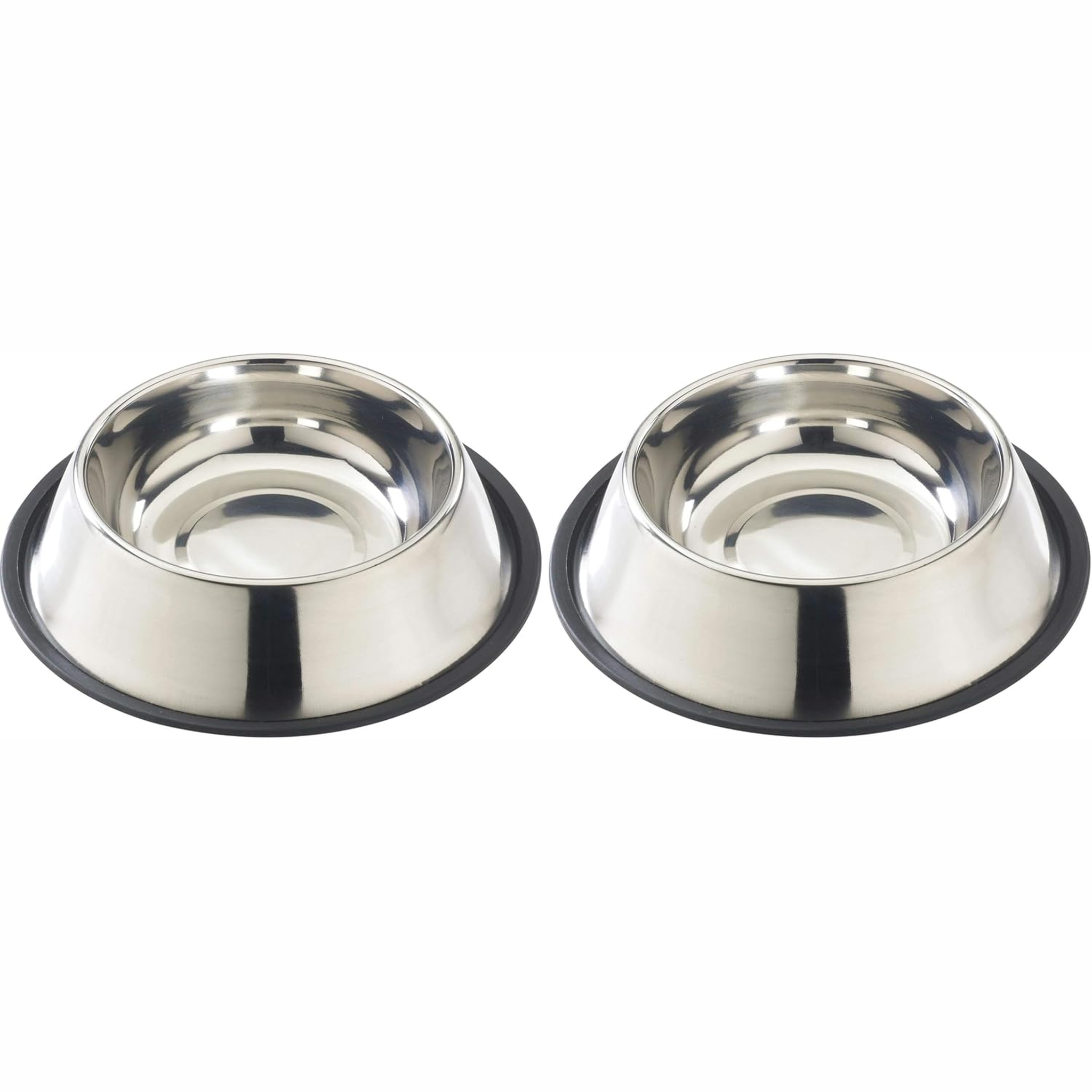 Two Spot No-Tip Mirror Stainless Steel Dishes for food and water