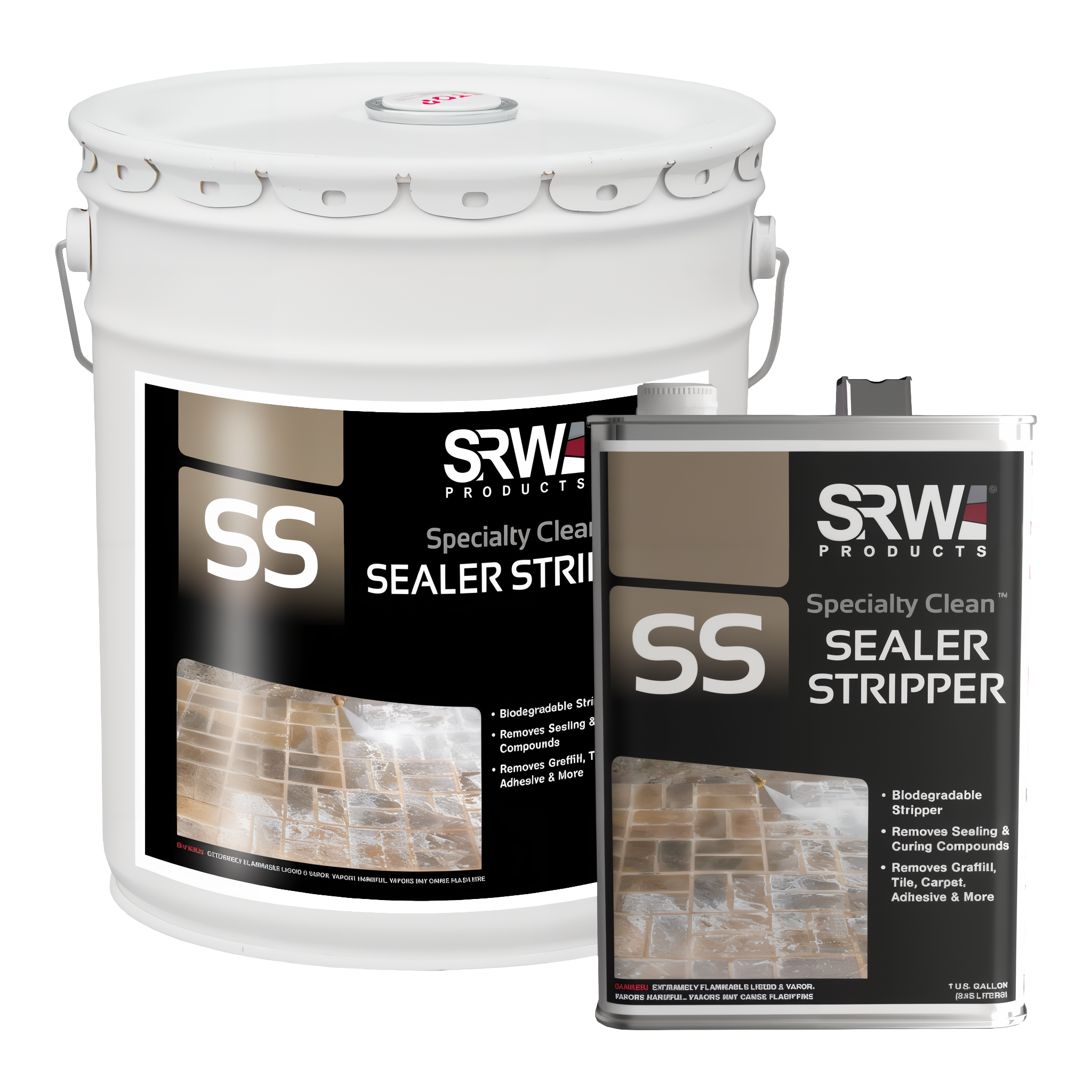 SRW Products SS Sealer Stripper Specialty Clean — biodegradable industrial-strength sealer & curing-compound stripper, 1-gallon jug