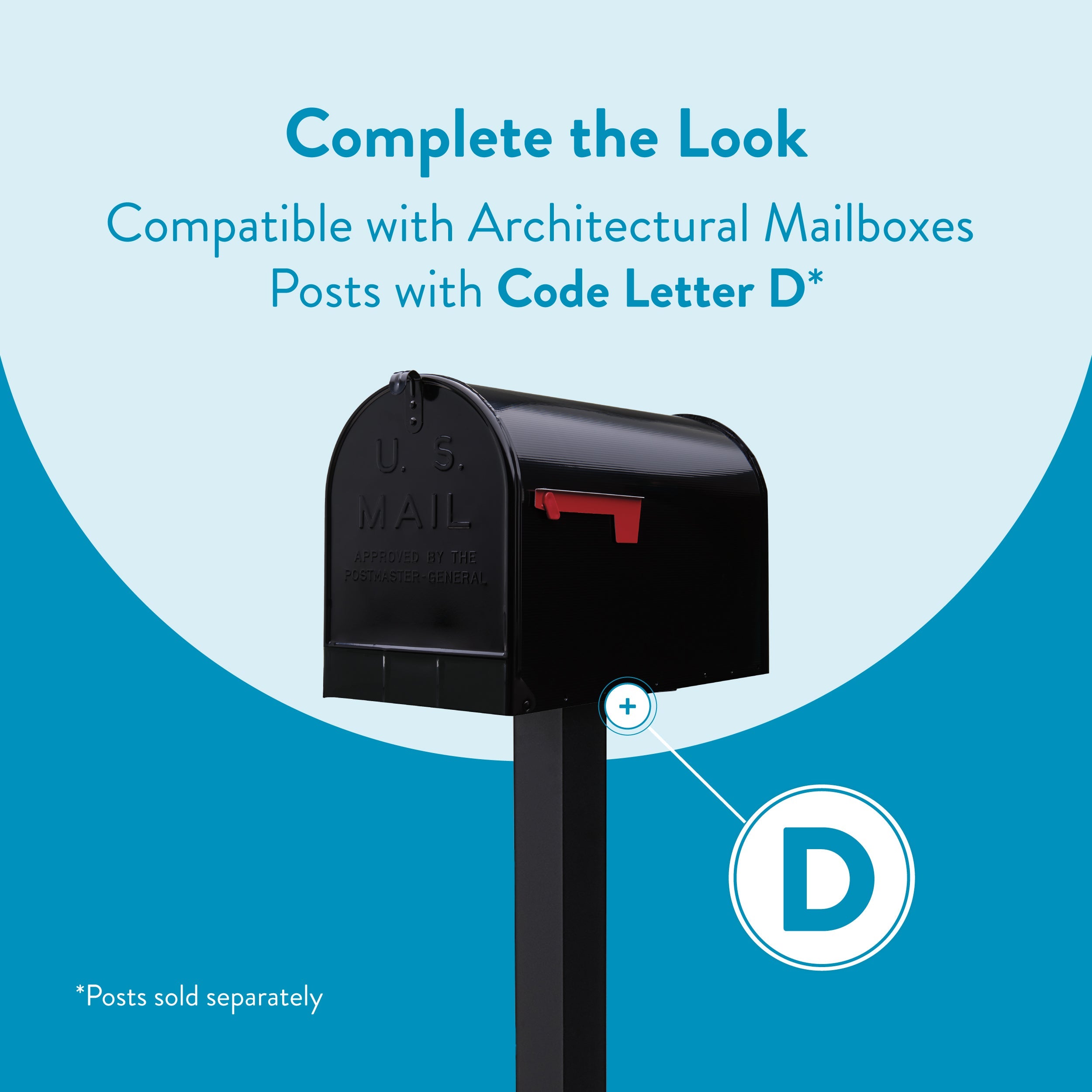 Stanley mailbox compatible with Architectural Mailboxes posts with Code Letter D, post sold separately