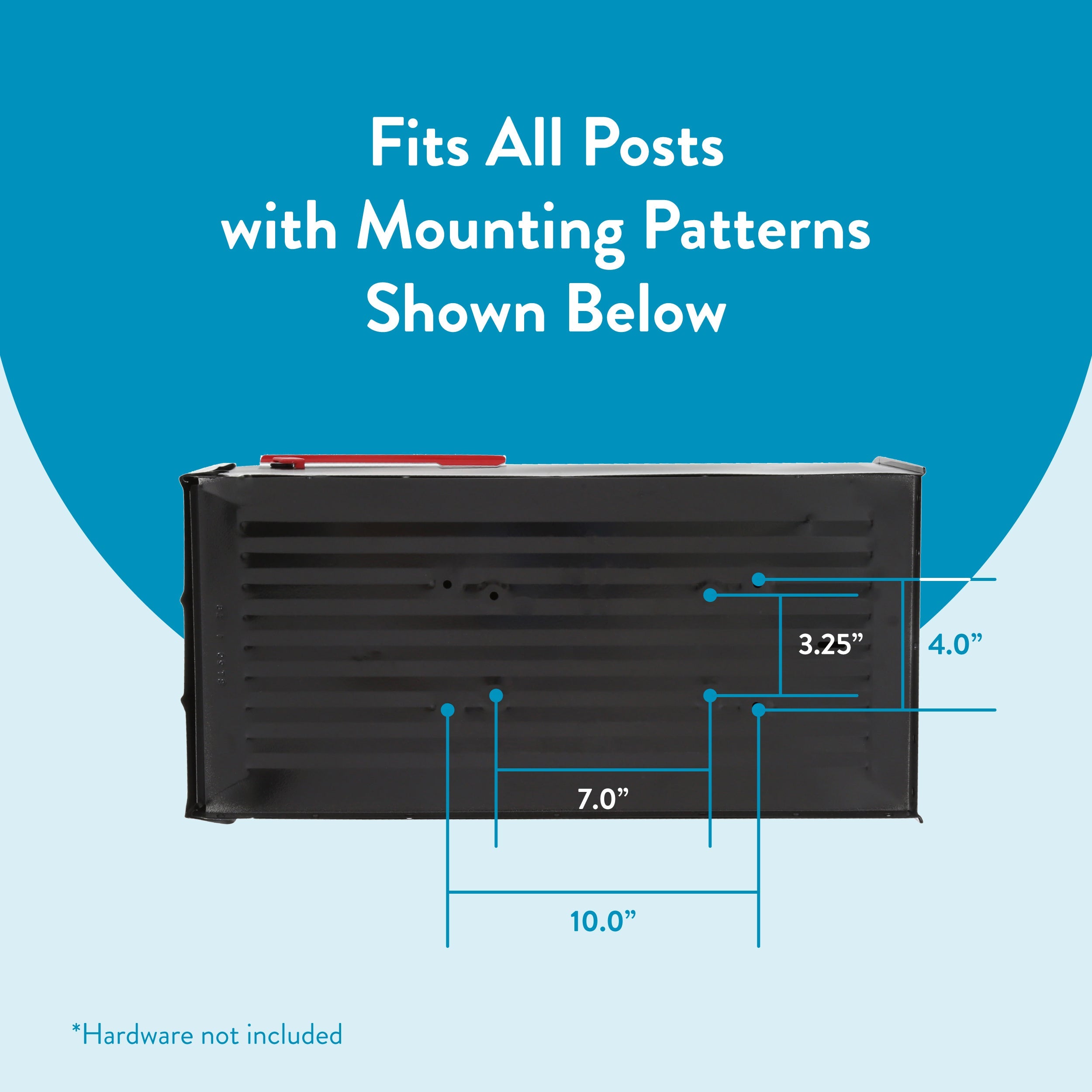 Stanley mailbox mounting pattern dimensions, hardware not included