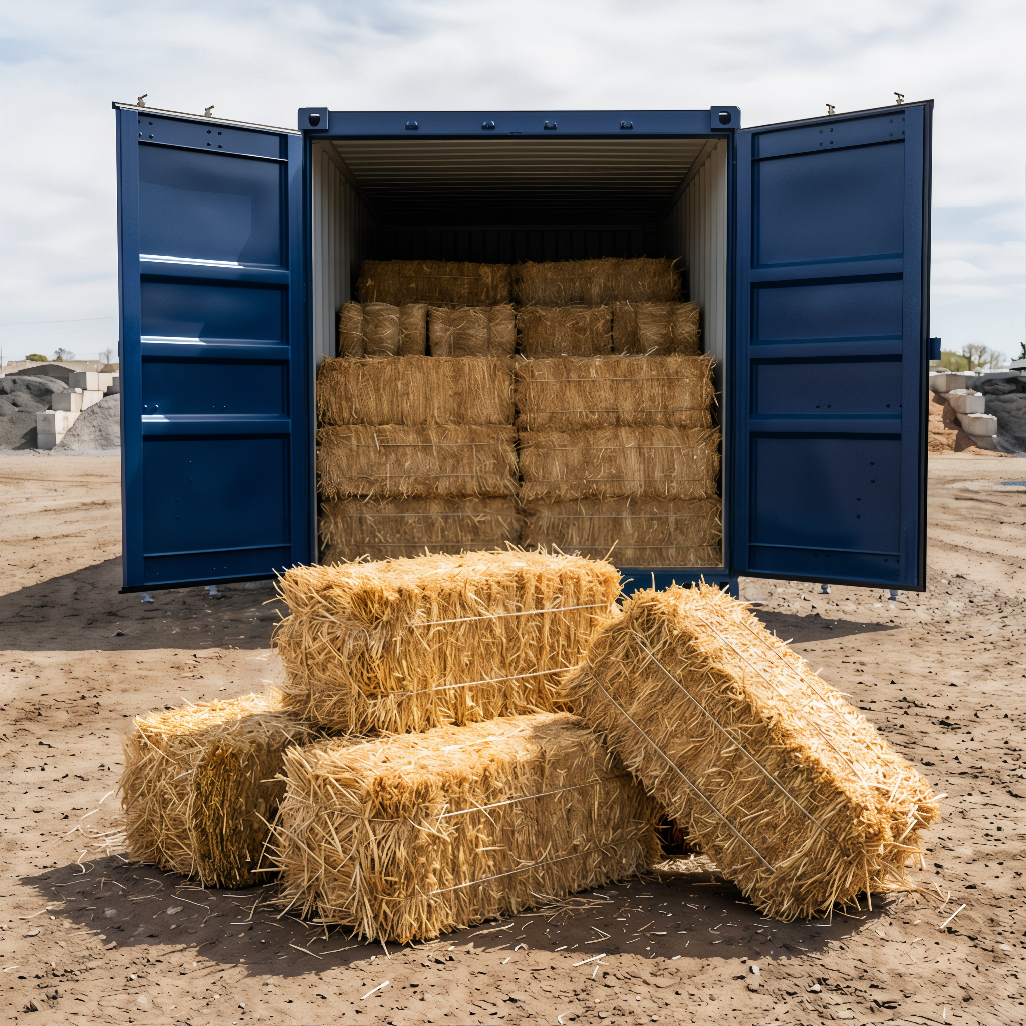 Straw bale for erosion control and seeding cover -- natural golden wheat straw, twine-tied, approximately 36 x 18 x 14 inches