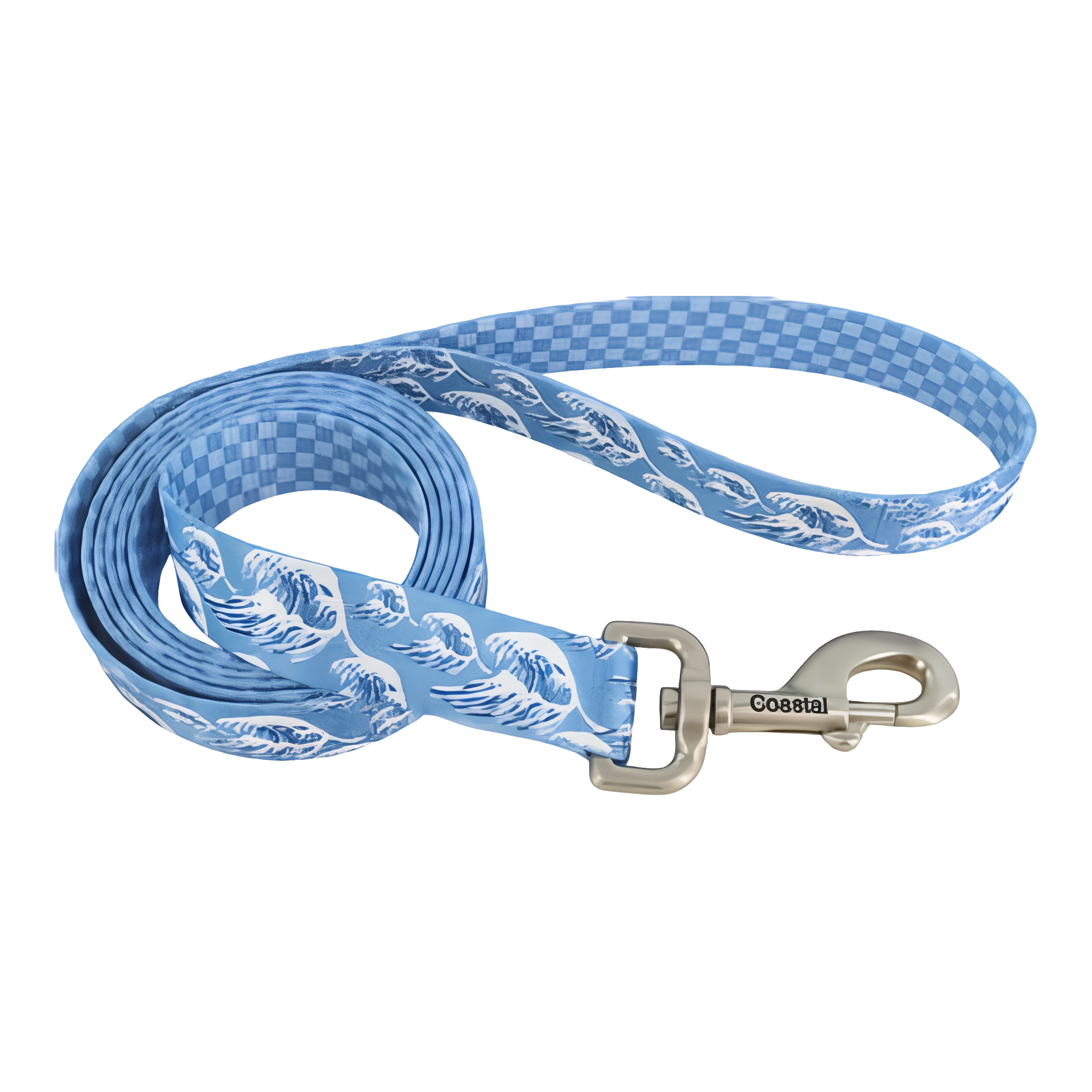 Sublime Dog Leash Blue Waves with Blue Checkers