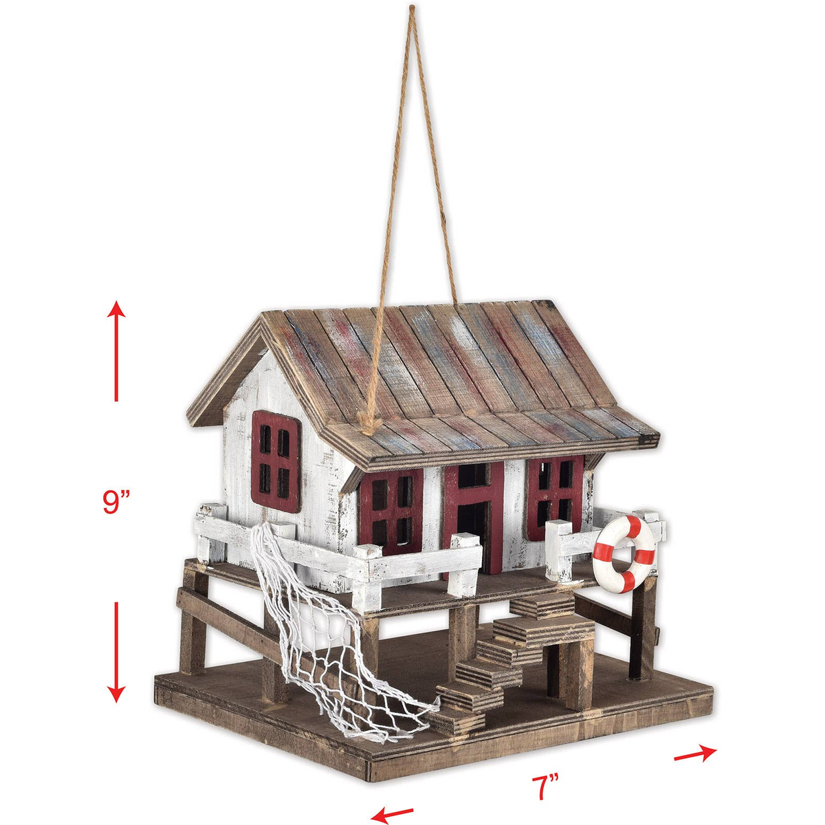 Sunset Vista Designs Beach Home Birdhouse -- dimensions, 9 inches tall by 7 inches wide