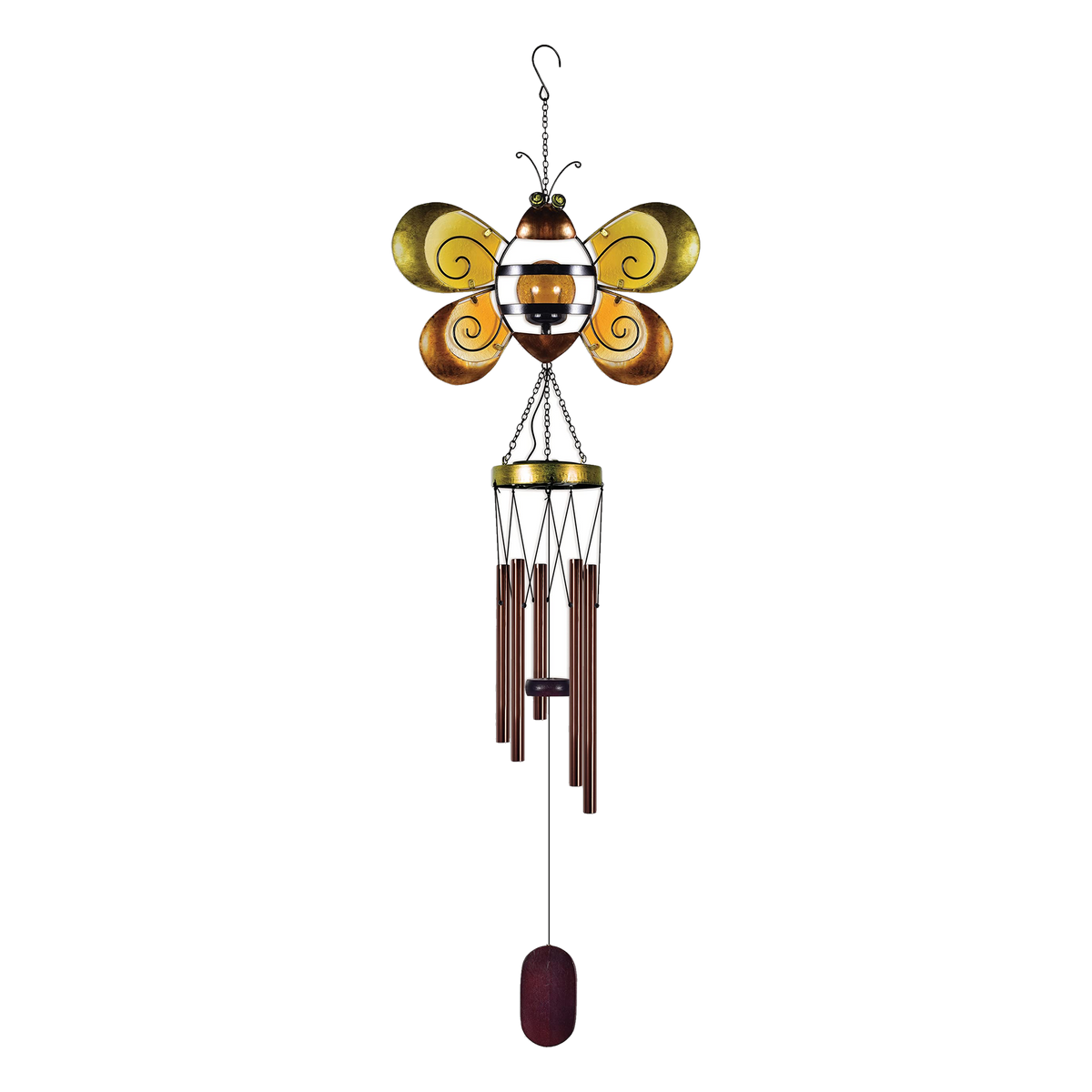 Sunset Vista Designs Solar Bee Wind Chime -- 38" chime on white