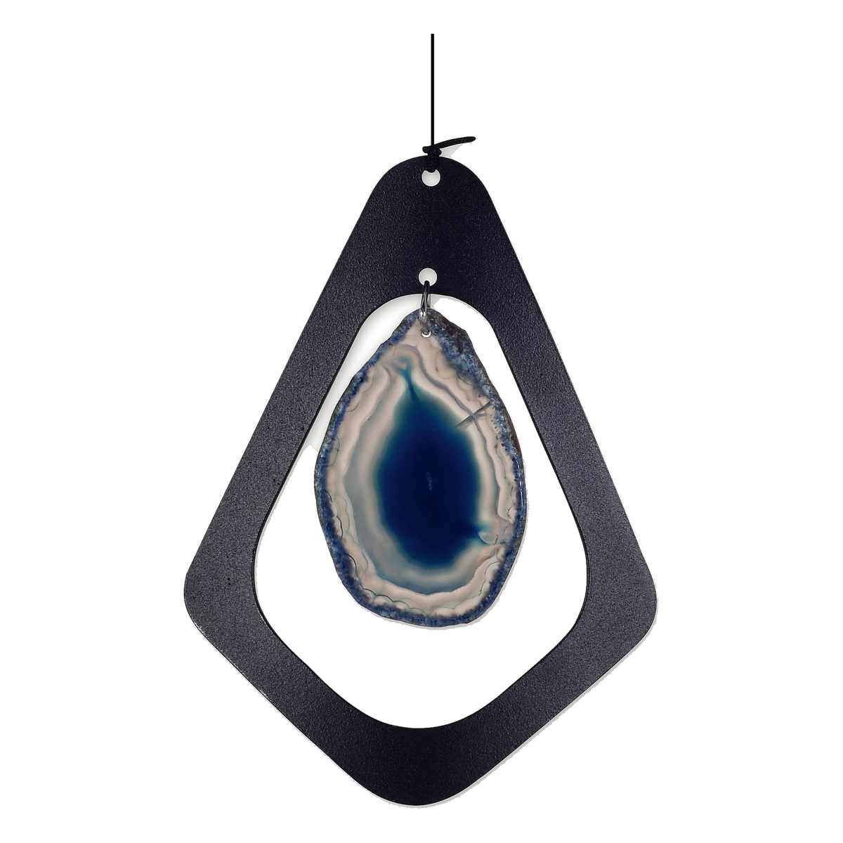 Sunset Vista Designs Blue Agate Wind Chime 54 in -- detail of the blue agate slice windcatcher
