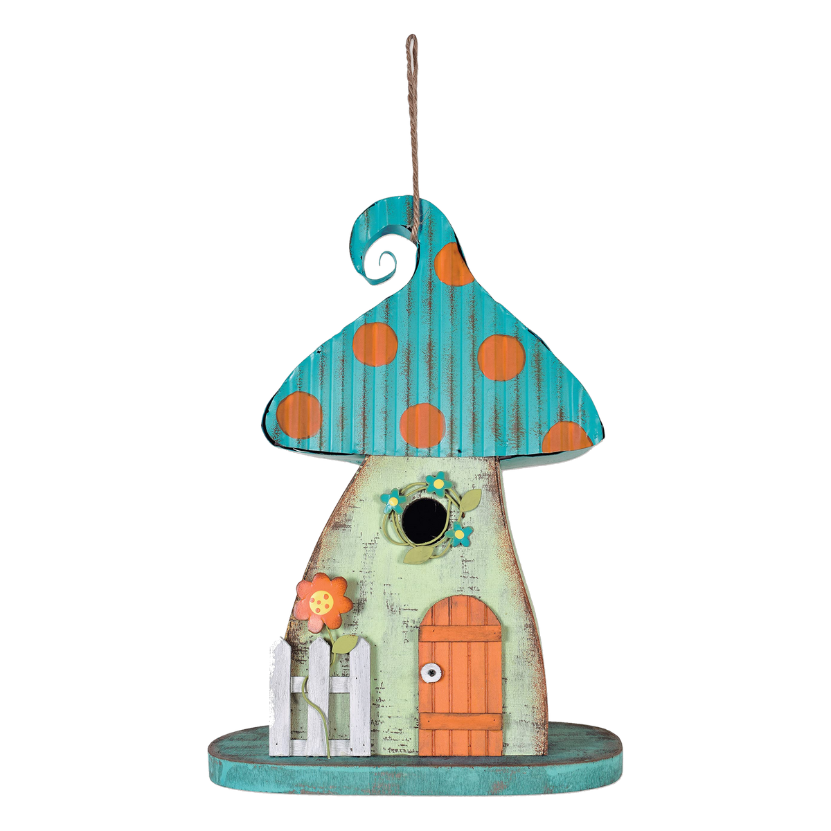 Sunset Vista Designs Gnome Collection Mushroom Birdhouse -- blue mushroom birdhouse on white
