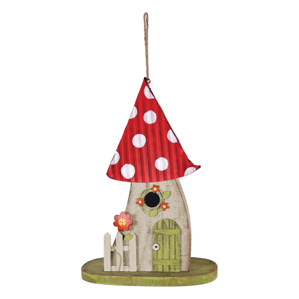 Sunset Vista Designs Gnome Collection Mushroom Birdhouse -- red mushroom birdhouse on white