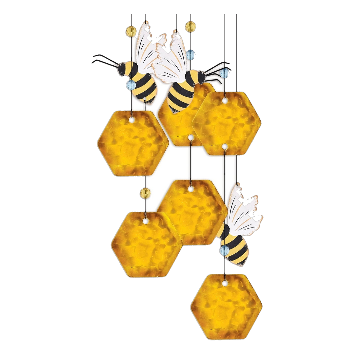 Sunset Vista Designs Honeybee Honeycomb Wind Chime -- detail of the bees and amber honeycombs