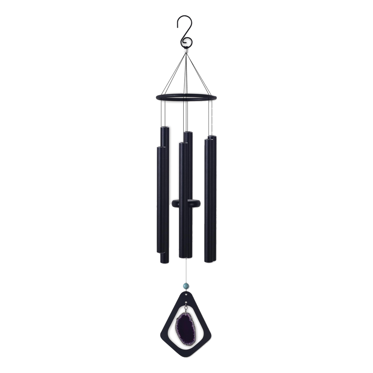 Sunset Vista Designs Natural Agate Wind Chime 29.5 in -- purple agate chime on white