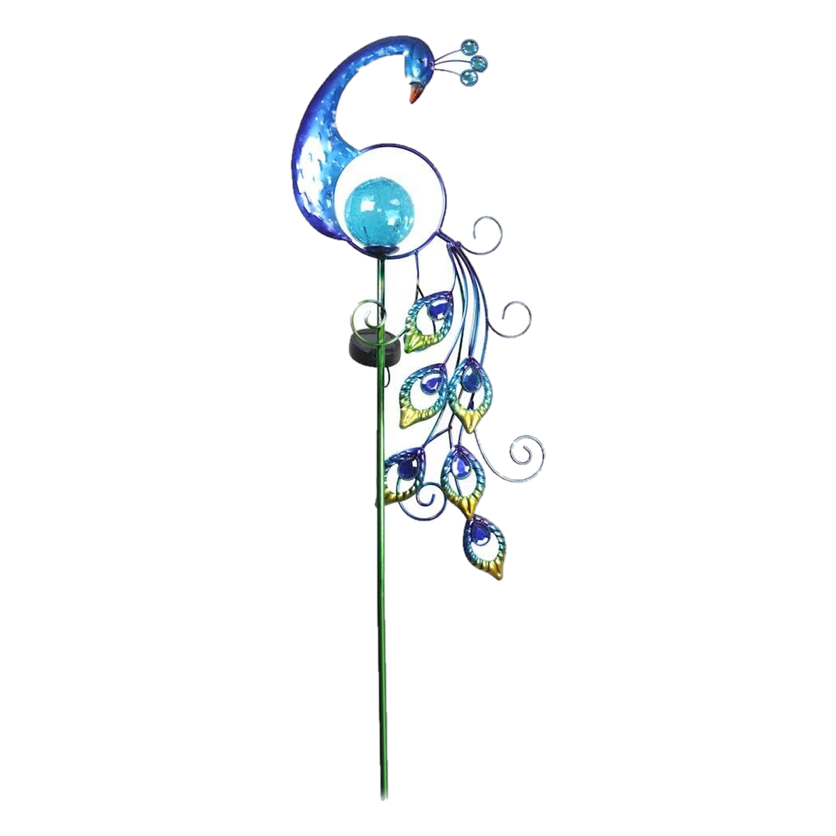 Sunset Vista Designs Peacock Solar Garden Stake -- packshot on white