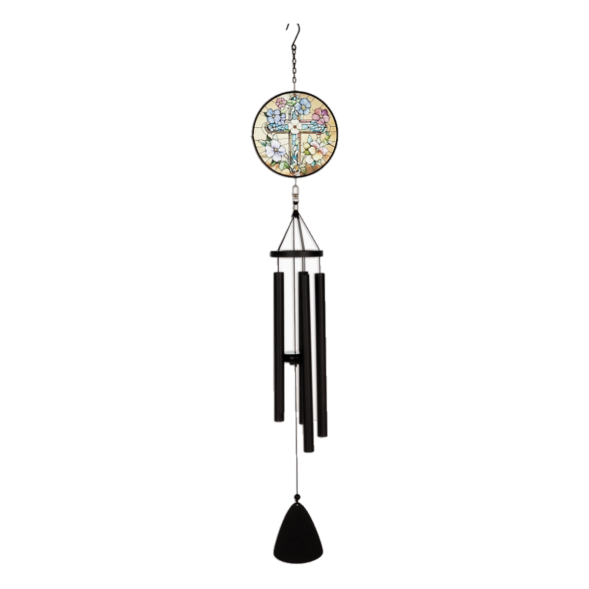 Sunset Vista Designs Stained Glass Cross Wind Chime -- packshot on white