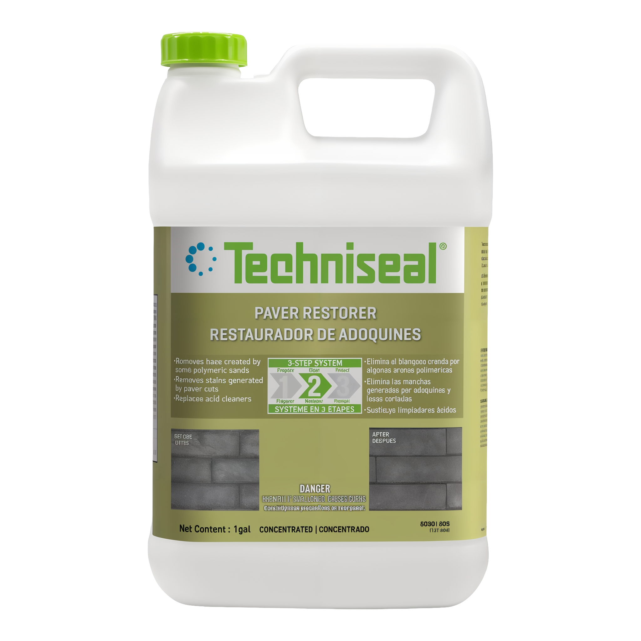 Techniseal Paver Restorer — eco-friendly polymeric haze and efflorescence remover for concrete pavers and slabs, 1-gallon jug