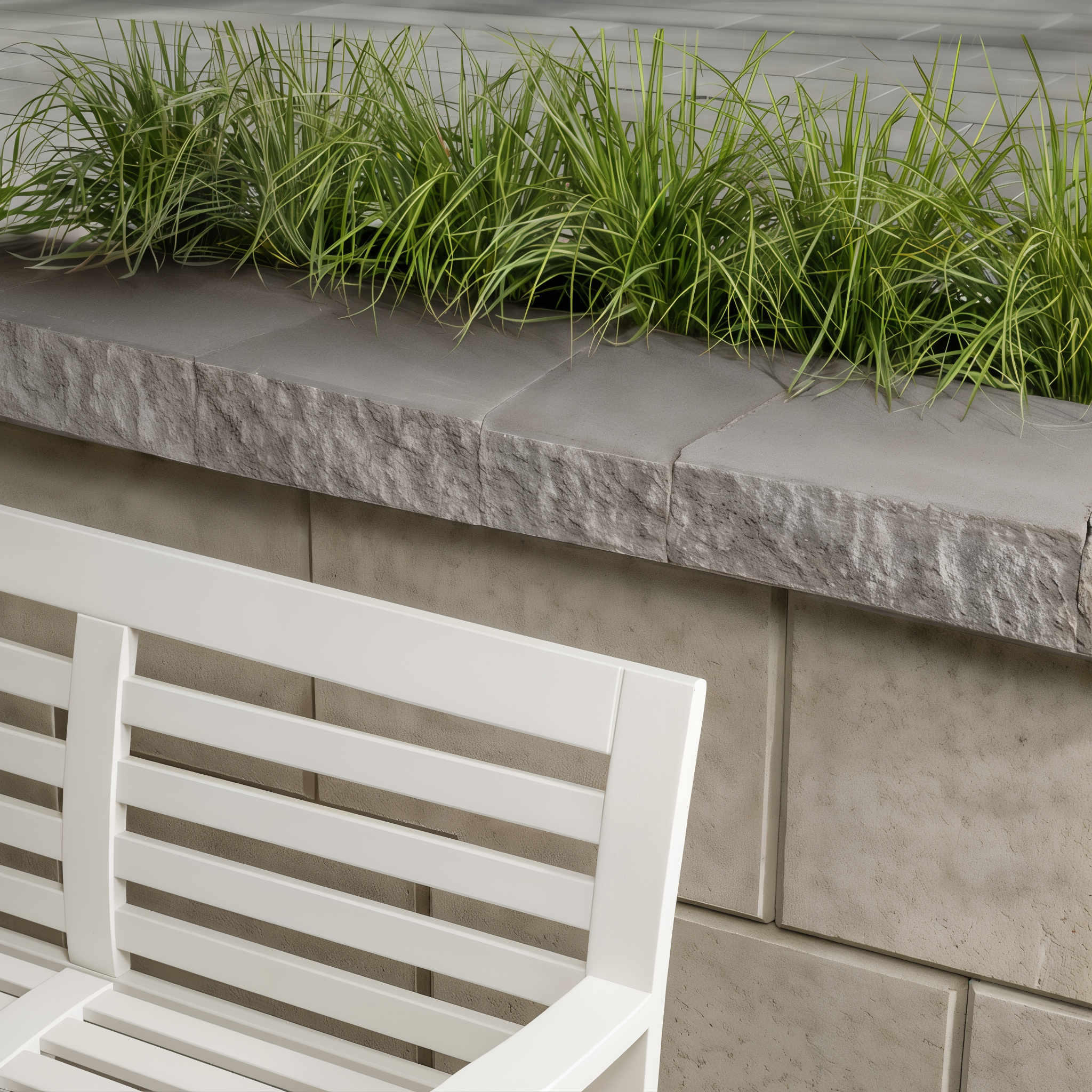 Greyed Nickel architectural cap with Onyx Black split modular finish installed outdoors.