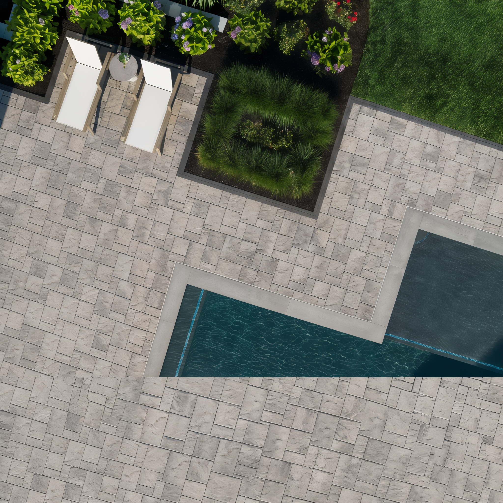 Onyx Black Blu 60 Slate Slabs for outdoor pool area.
