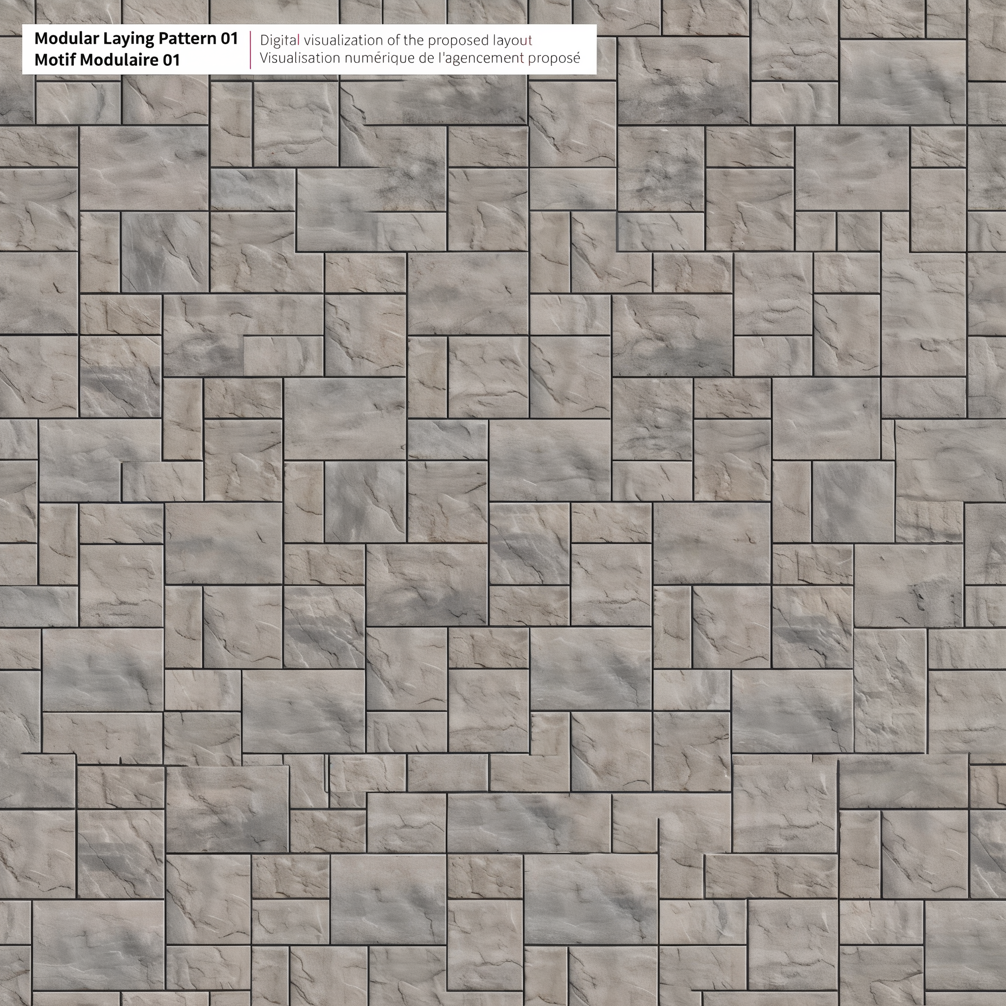 Blu 60 Shale Grey Slate in Modular Laying Pattern 01.