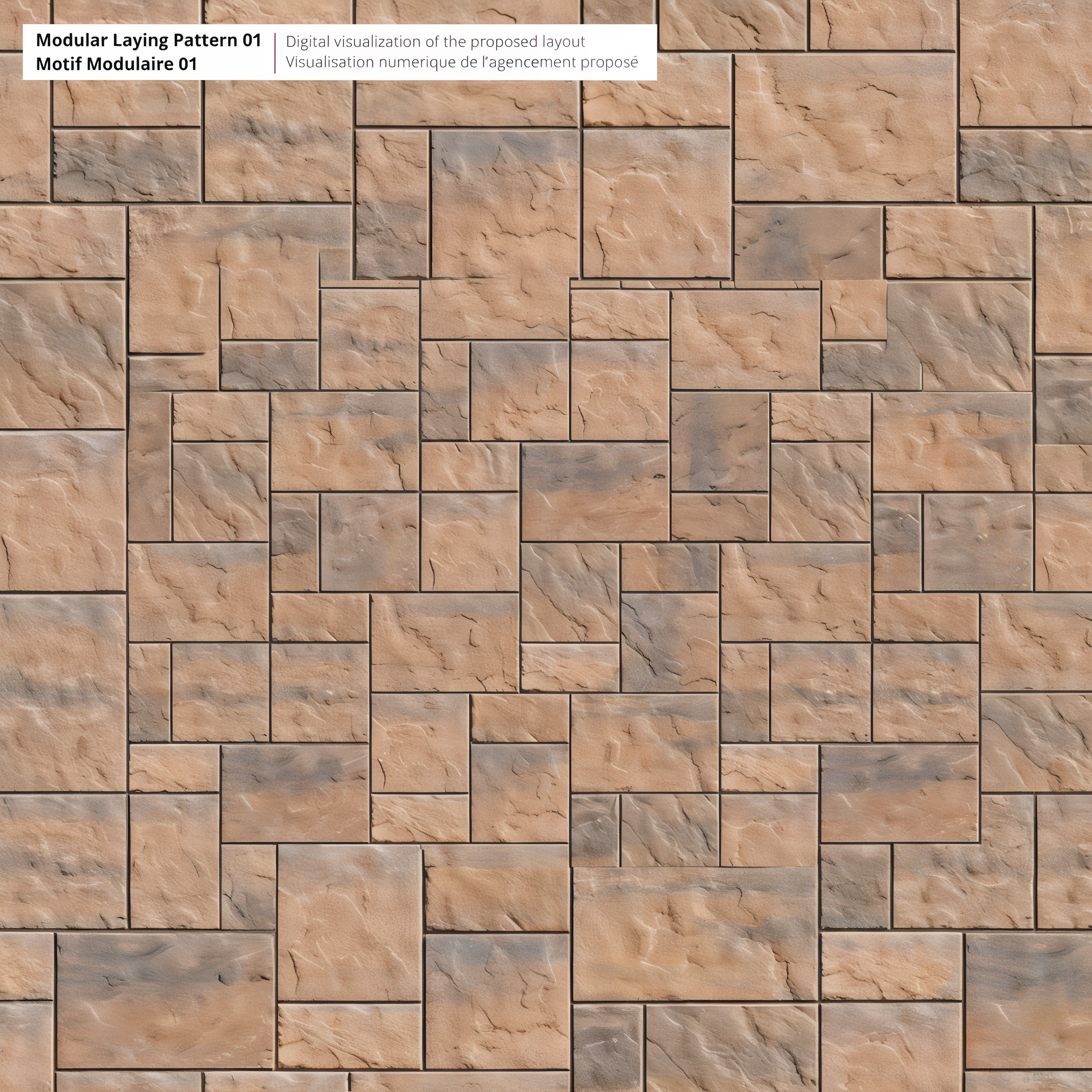 Blu 60 Sandlewood Slate in Modular Laying Pattern 01.