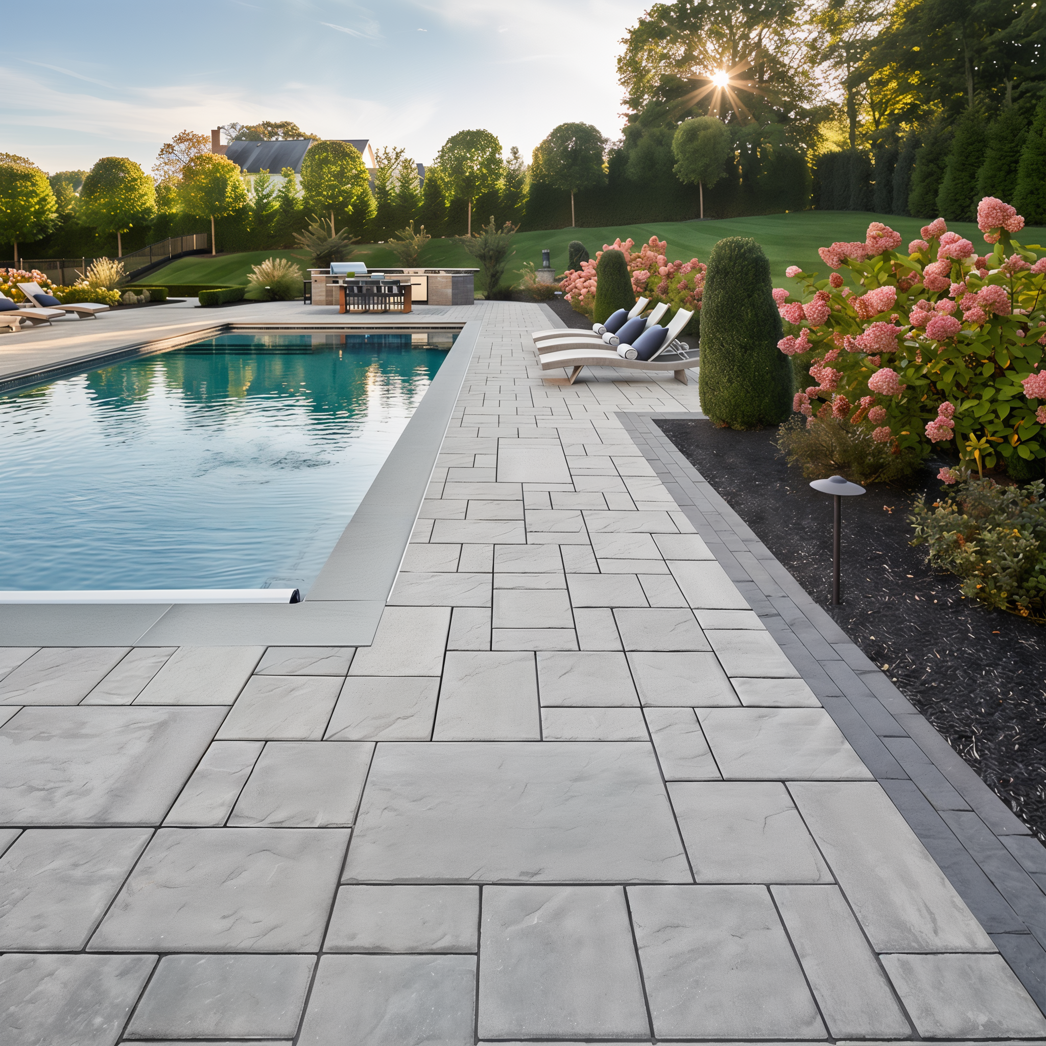 Shale Grey Blu 60 Slate Slabs for outdoor pool area.