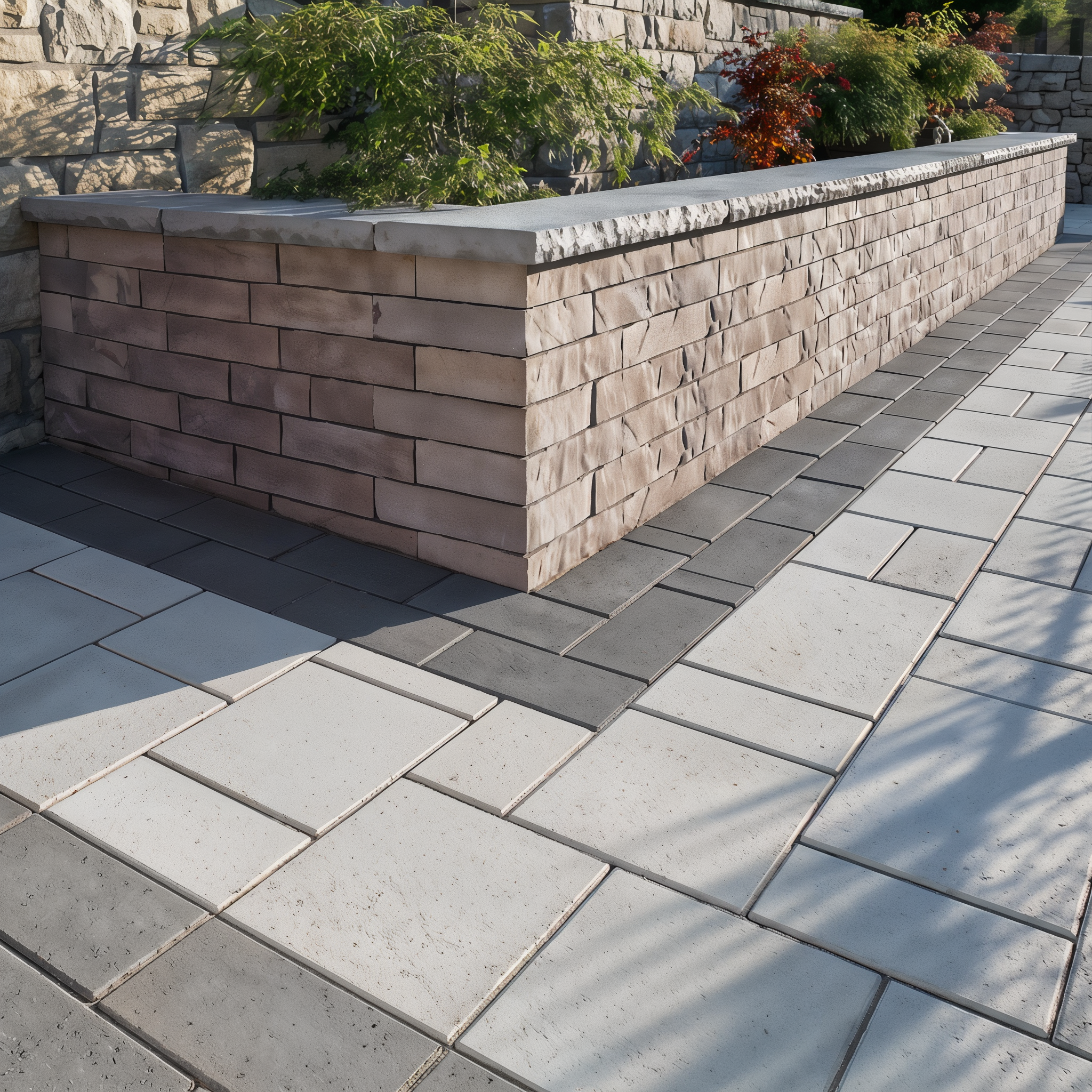 Blu 60 mm smooth Nickel Grisé slabs create an outdoor path with edging.