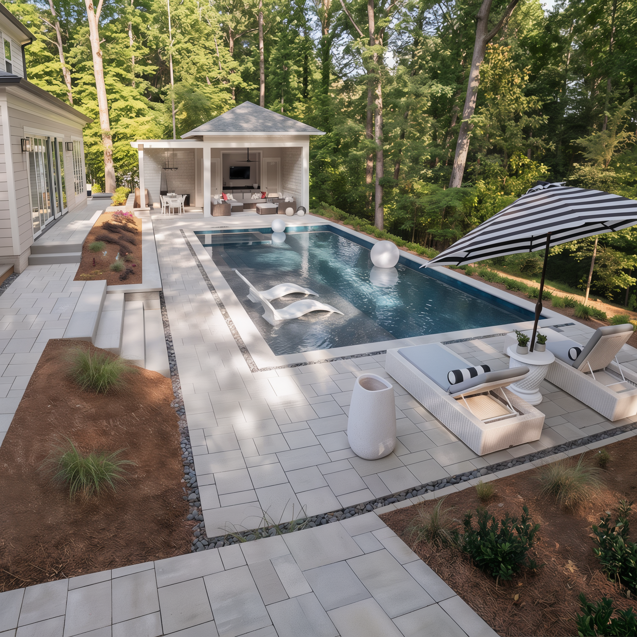 Blu 60 slabs in Beige Cream create an outdoor pool area