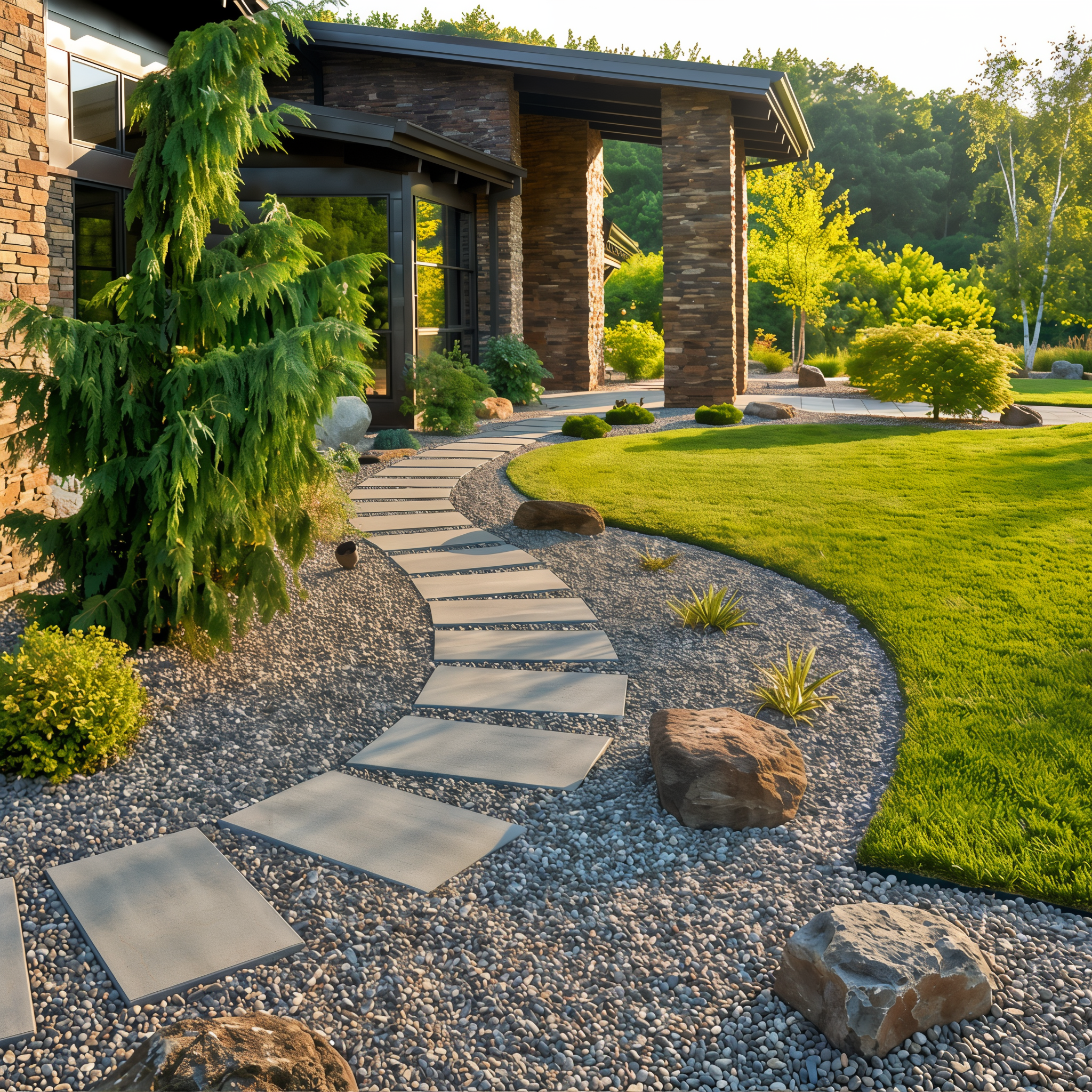 Blu 60 slabs in Beige Cream create a walkway