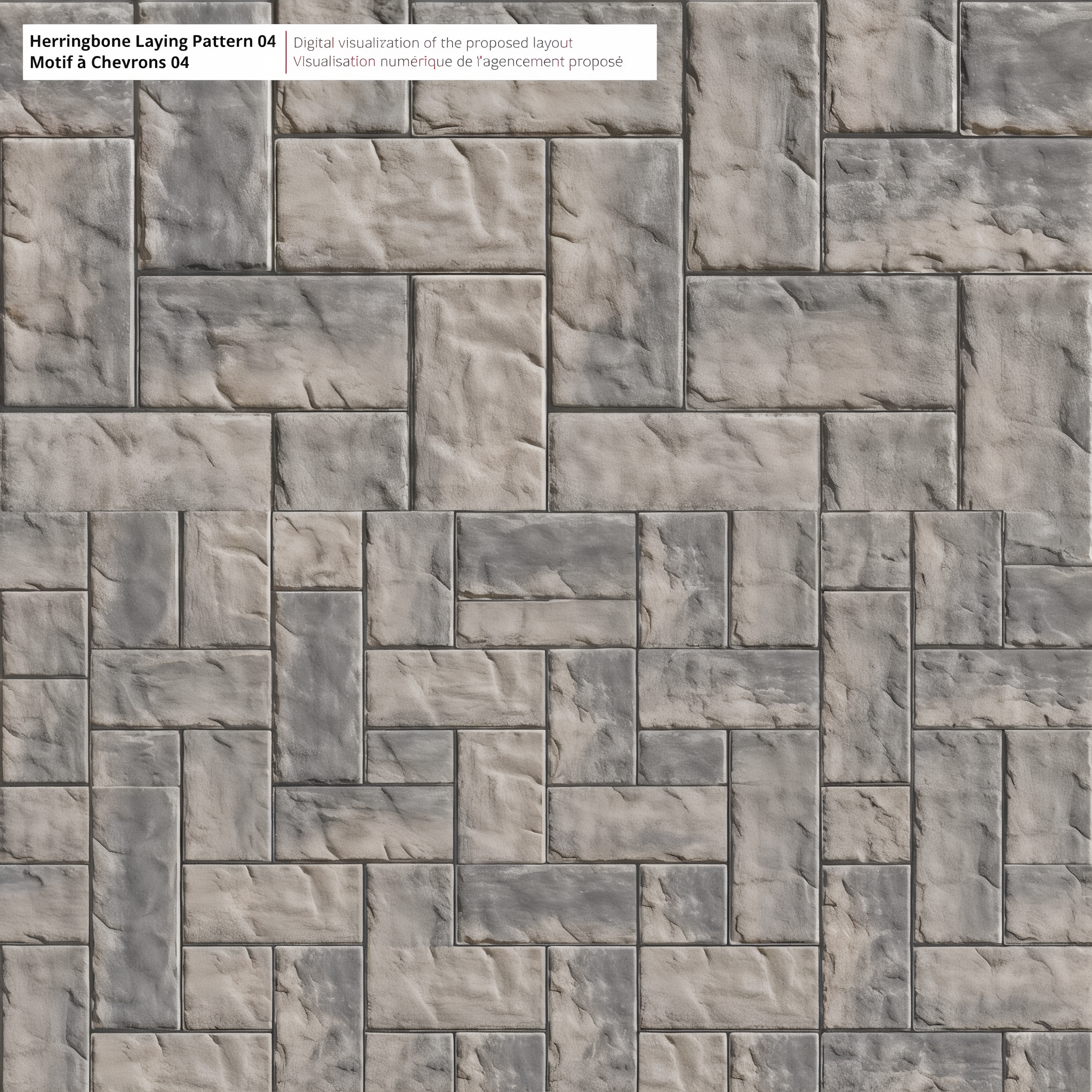 Blu HD2 Slab in Shale Grey herringbone pattern, 80 mm