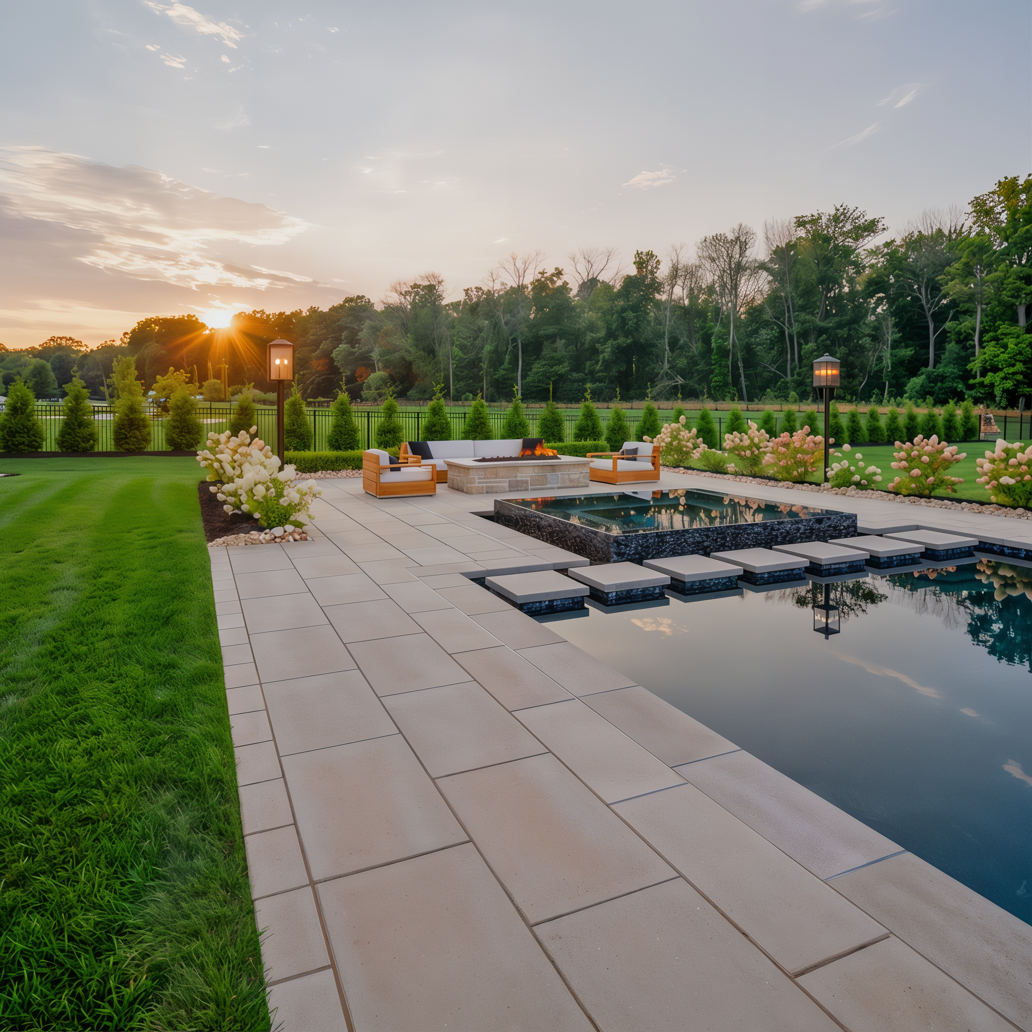 Blu 80 Smooth Greyed Nickel Pavers for a large patio