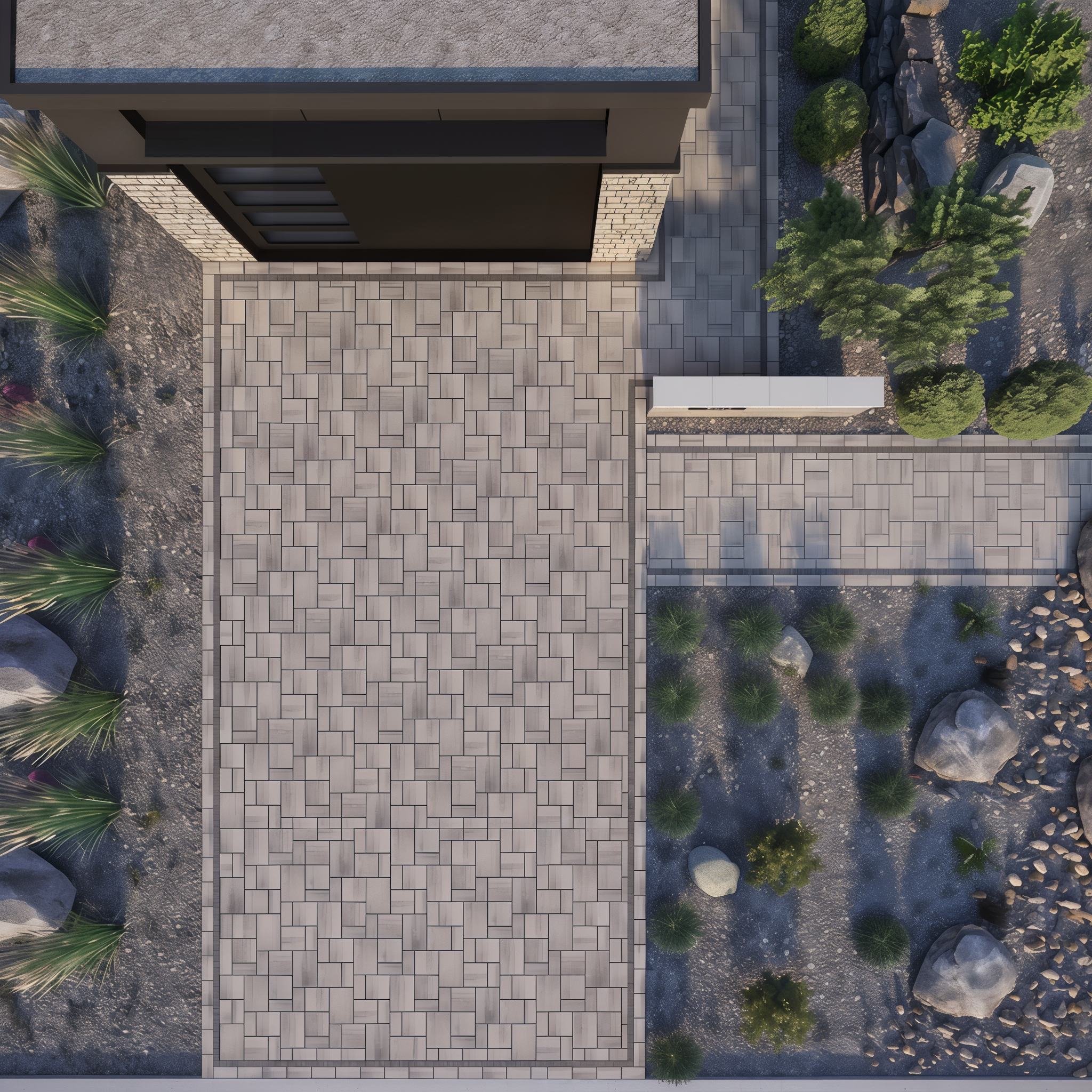 Blu 80 Smooth Shale Grey Pavers, sleek driveway with uniform lines