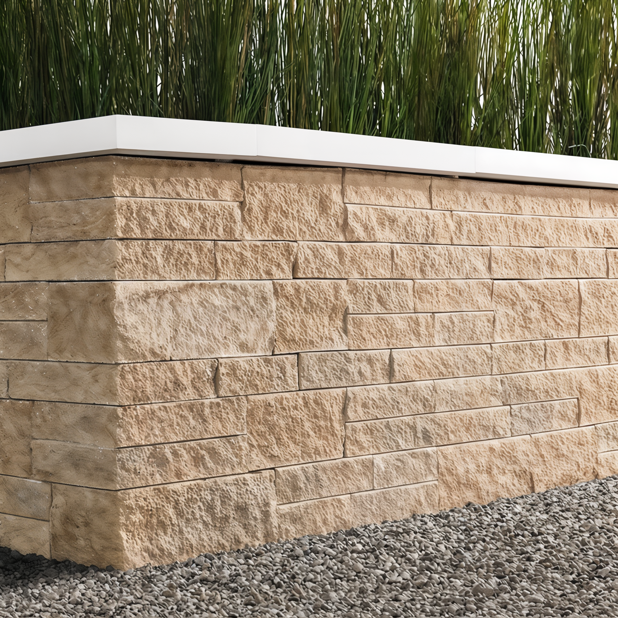 Mini-Creta Architectural Wall Caffè Crema Split retaining wall block.