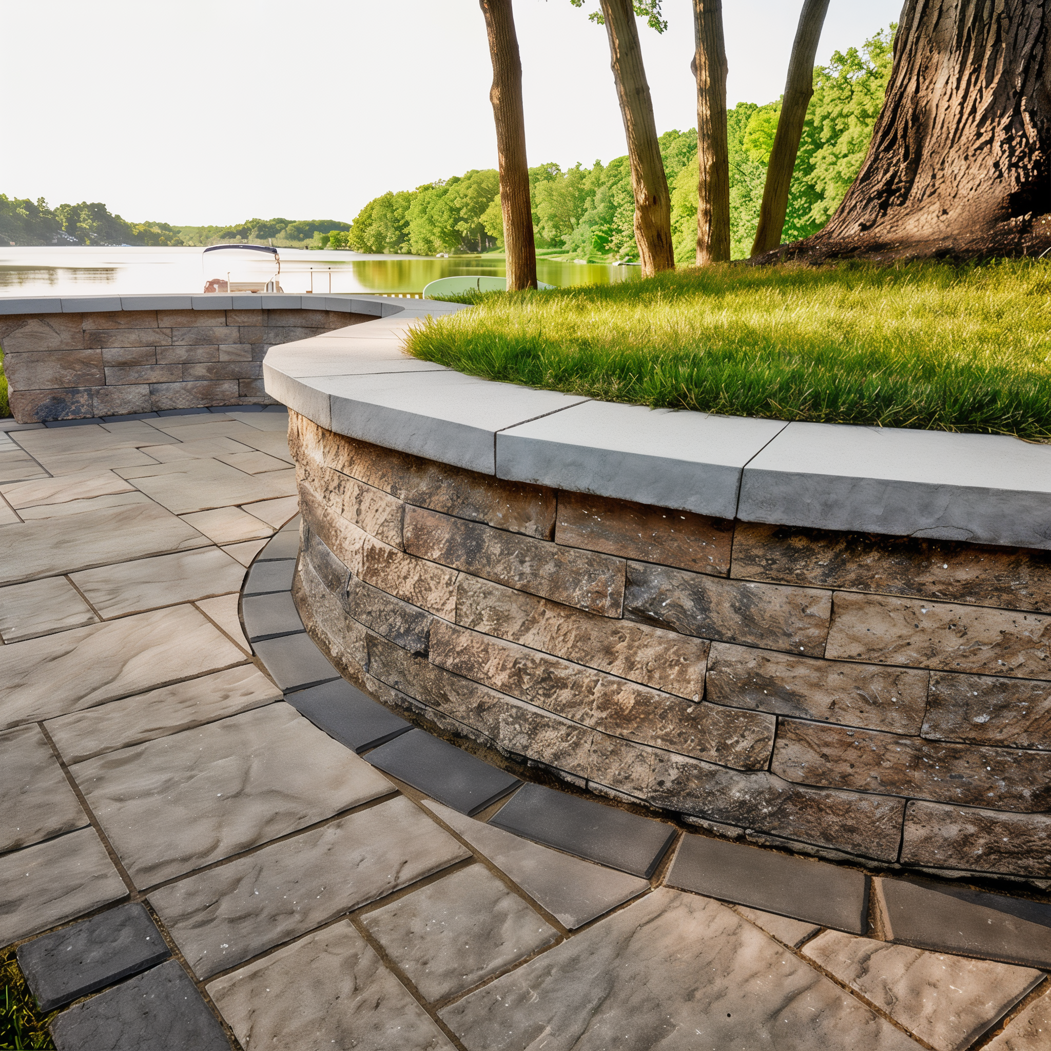 Mini-Creta Architectural Walls in Sandlewood on a rustic patio.